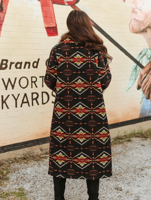 Midnight Mesa Aztec Fur Coat