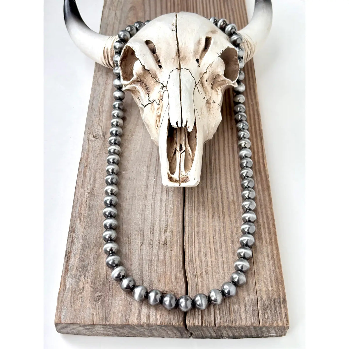 Western Style Navajo Pearl Bead Necklace - 24" - 10mm