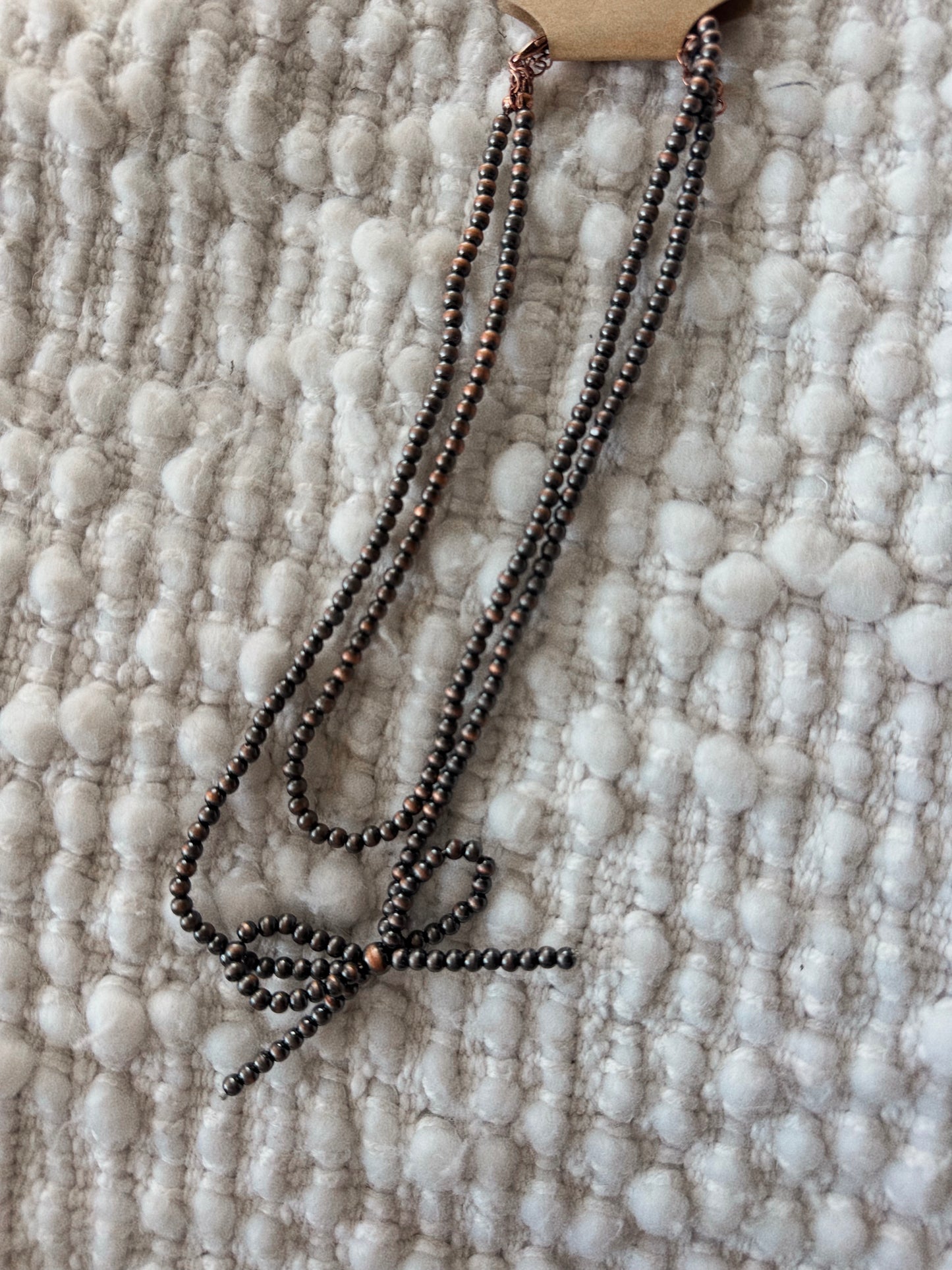 Western Layered Navajo Bead Bow Chain Necklace - Copper