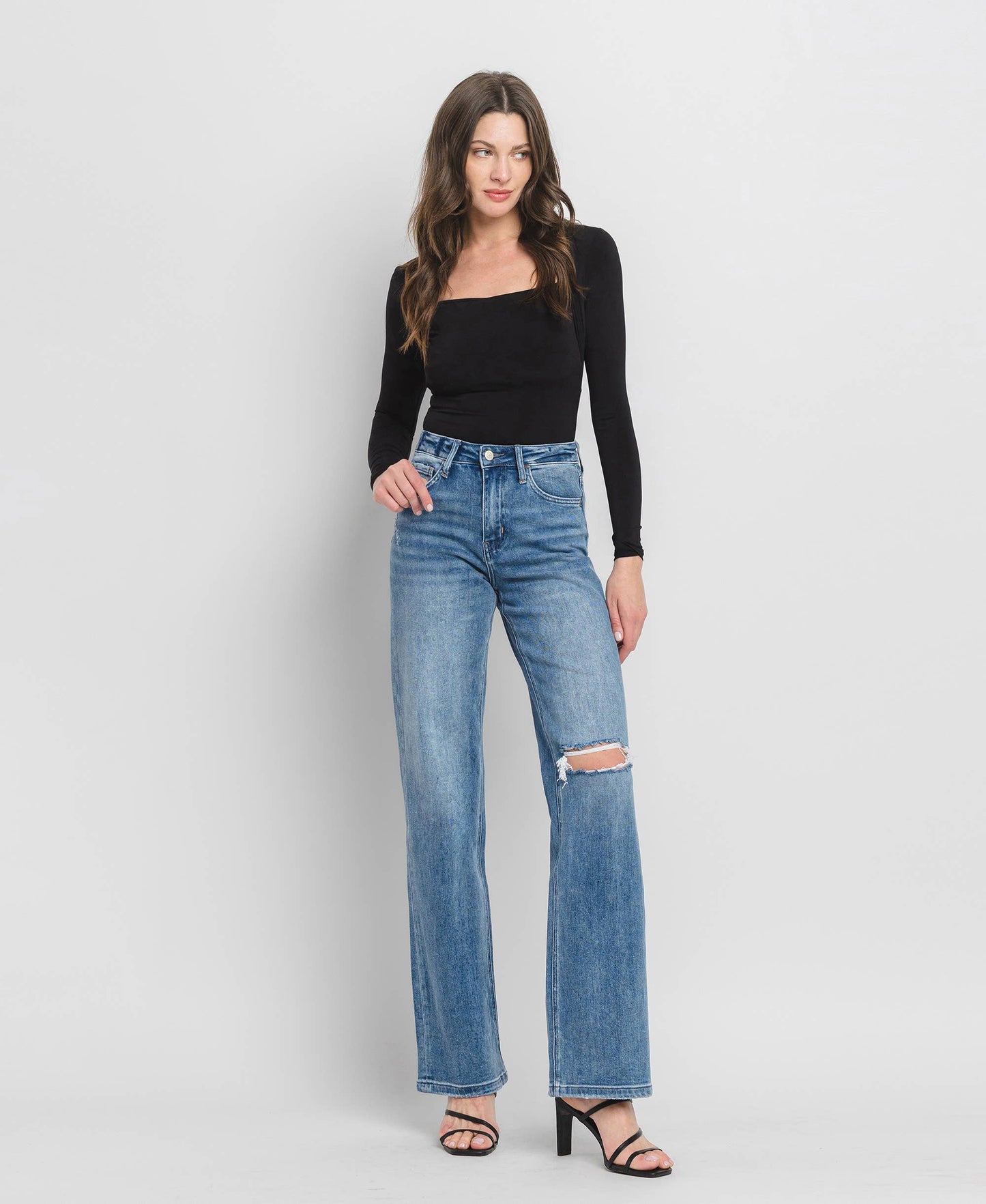 90'S Vintage Super High Rise Flare Jeans-Crush