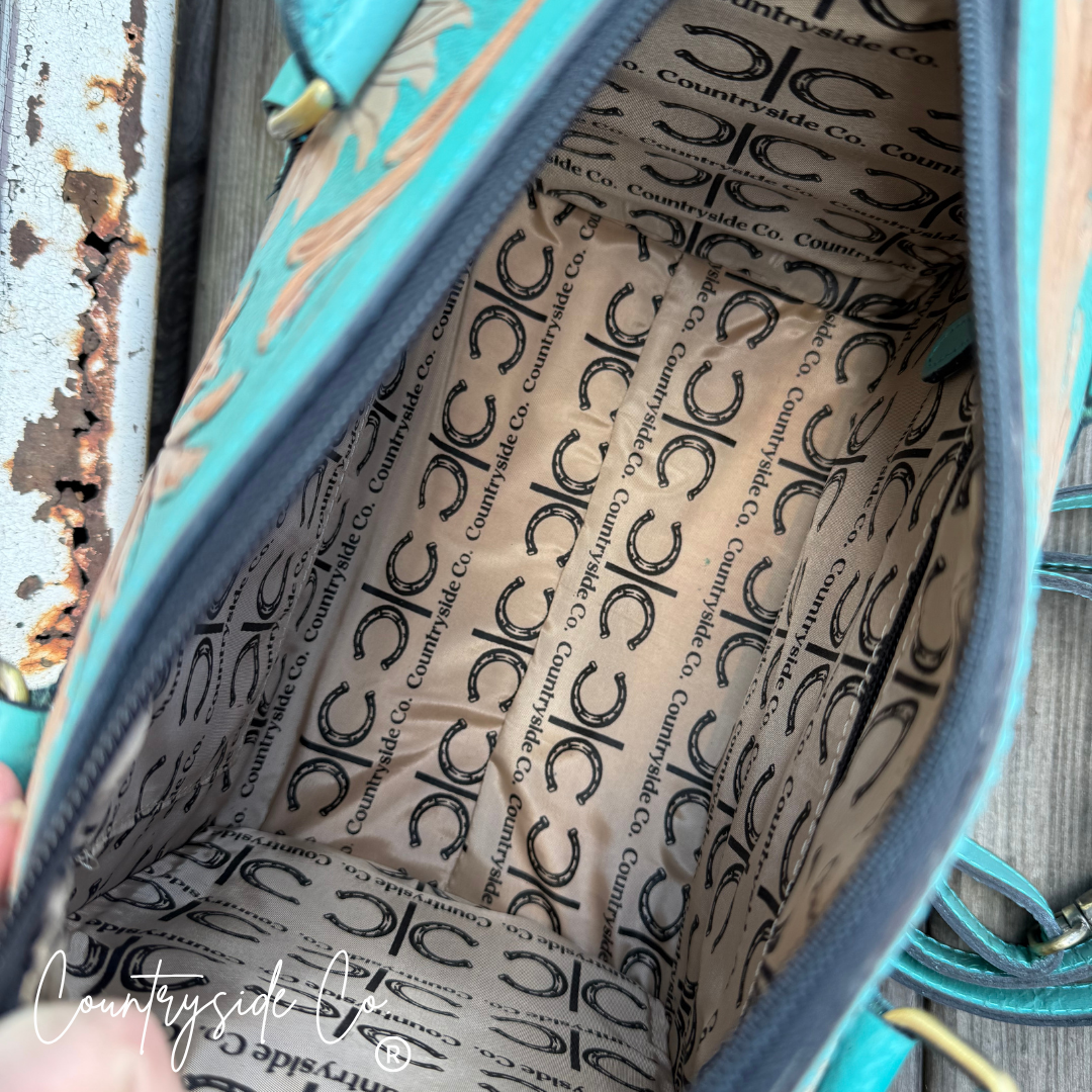 Turquoise Jewel Tooled Leather Speedy Bag