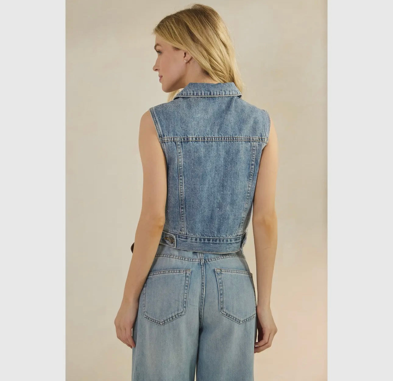 Tie Front Cropped Glitzy Vest