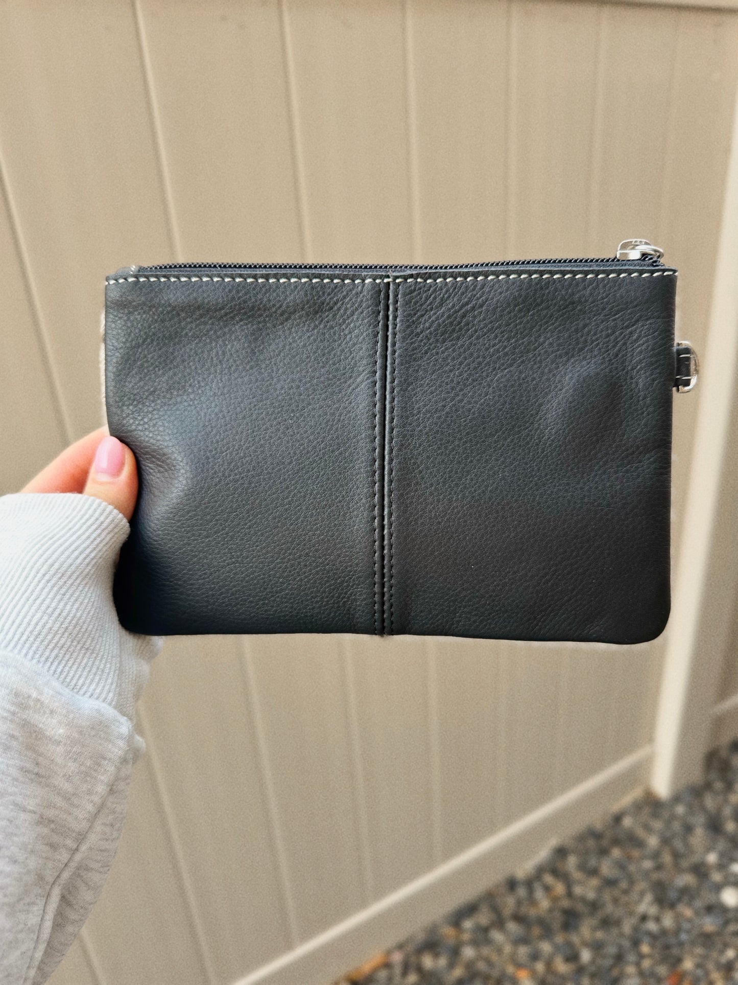 Lexie Cowhide Wristlet Western Purse Bag - Black + White