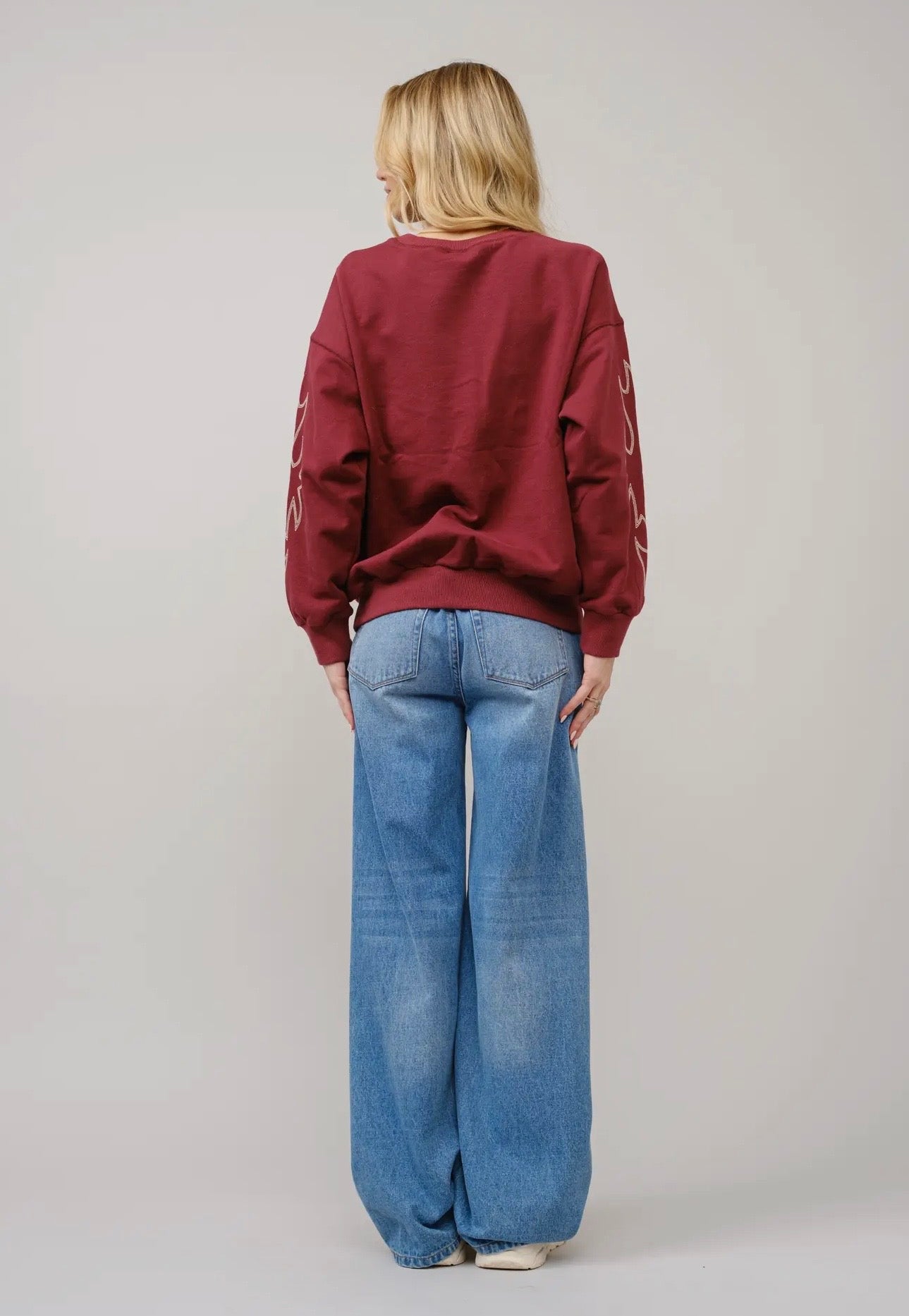 Boot Stitch Pullover Sweatshirt - Red