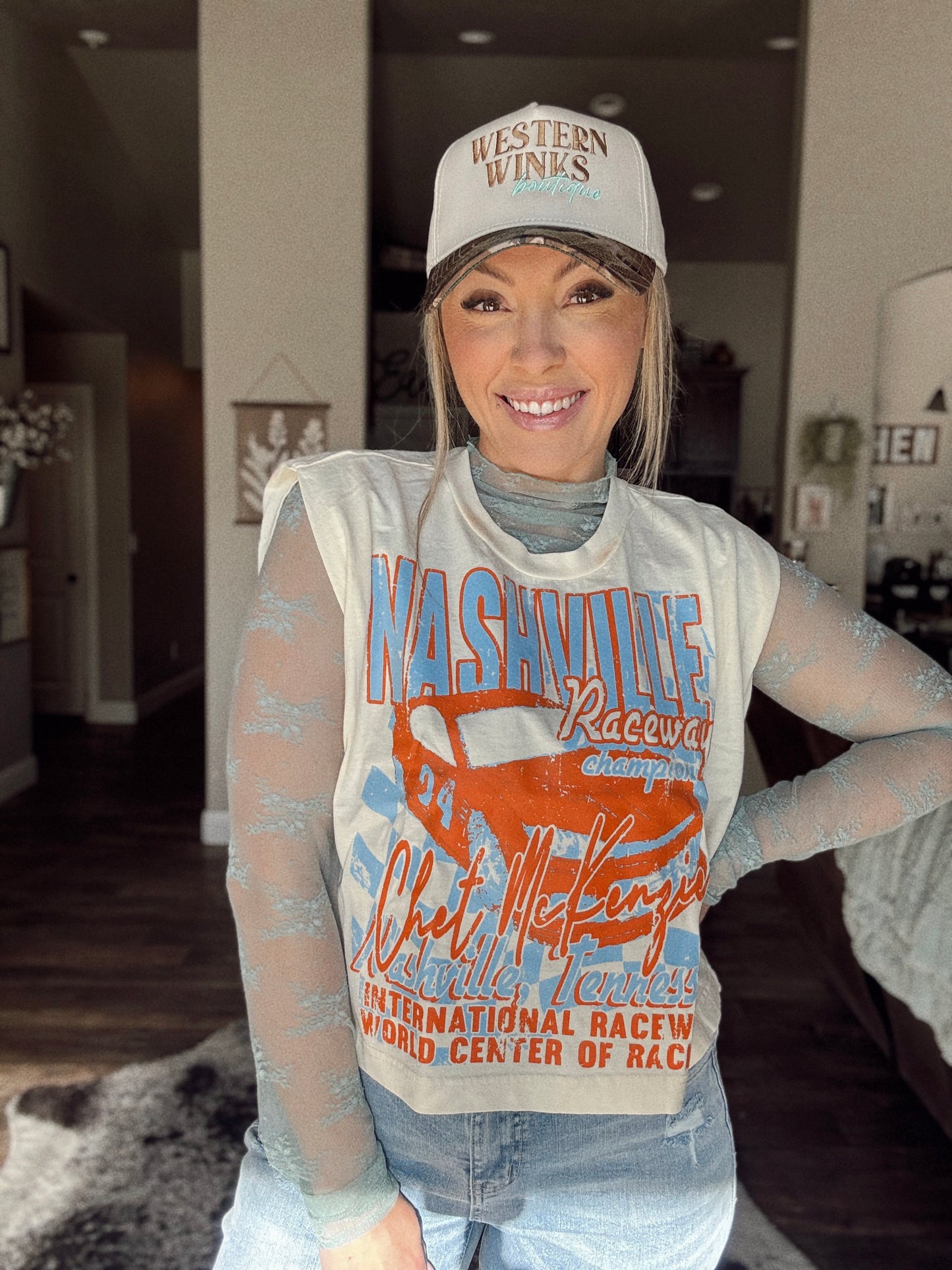 Nashville Raceway Champion Vintage Cropped Muscle Tank