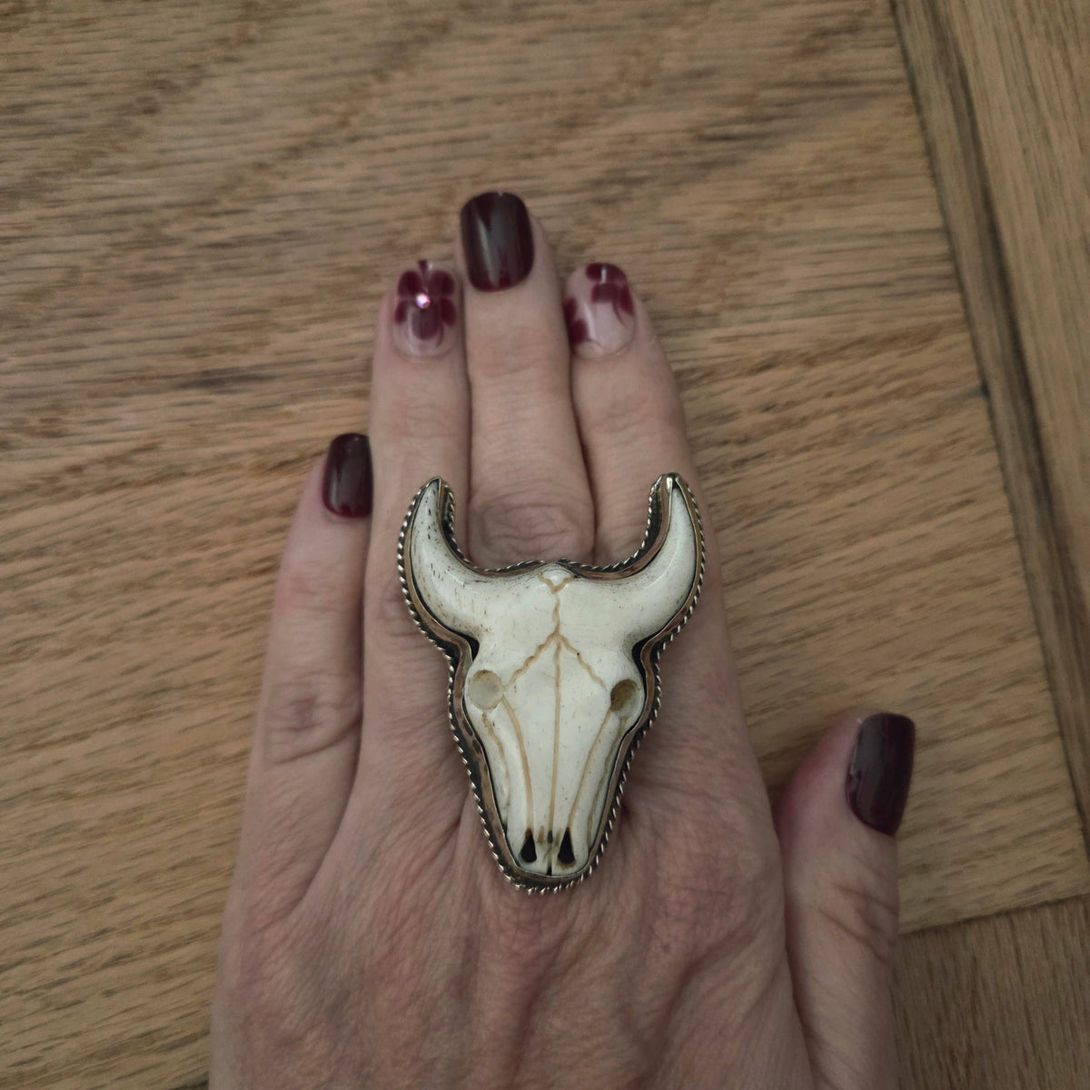 Bone Longhorn Tibetan Adjustable Ring