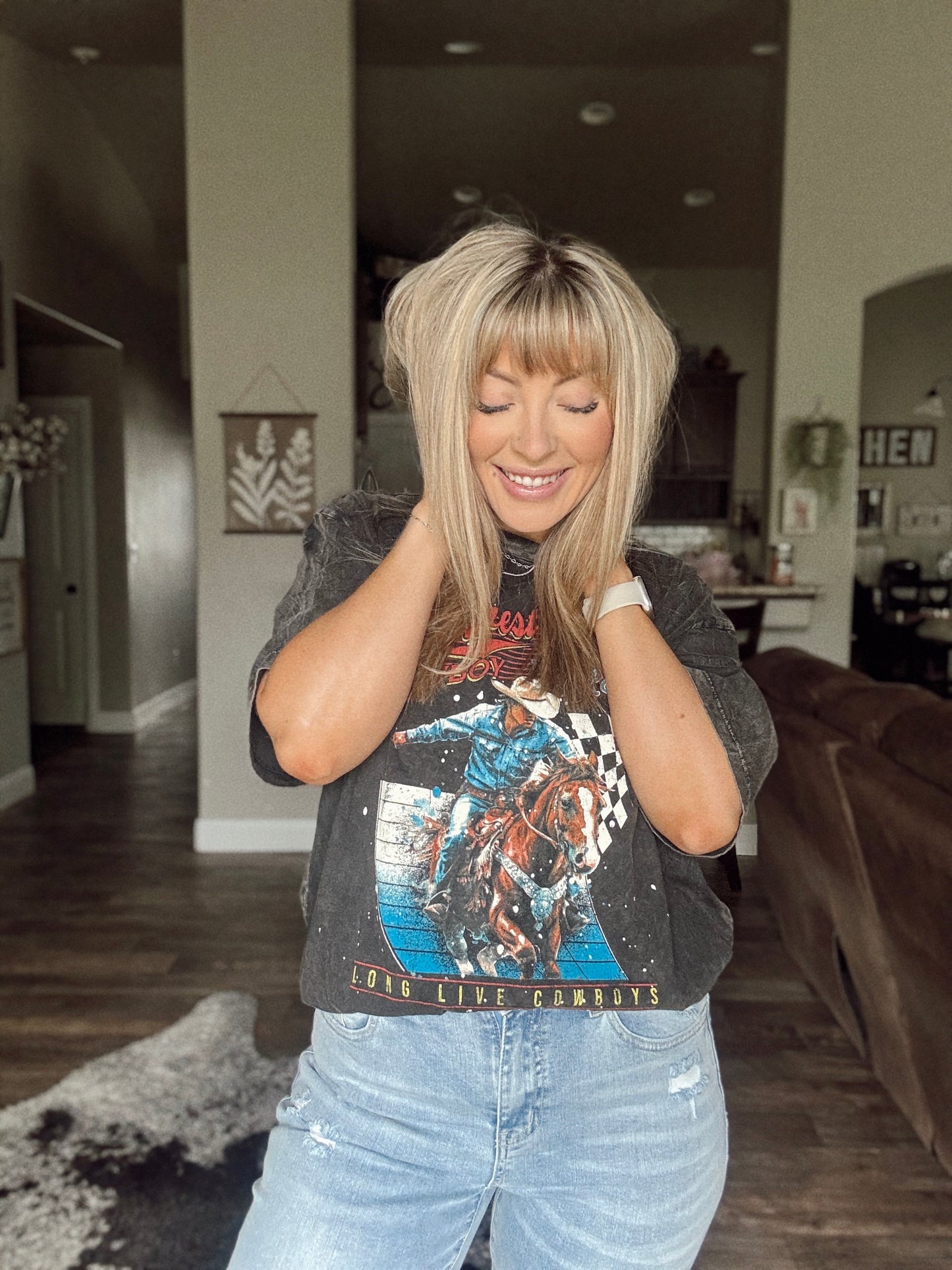 Midwest Cowboy American Rodeo Oversized Mineral Graphic Tee