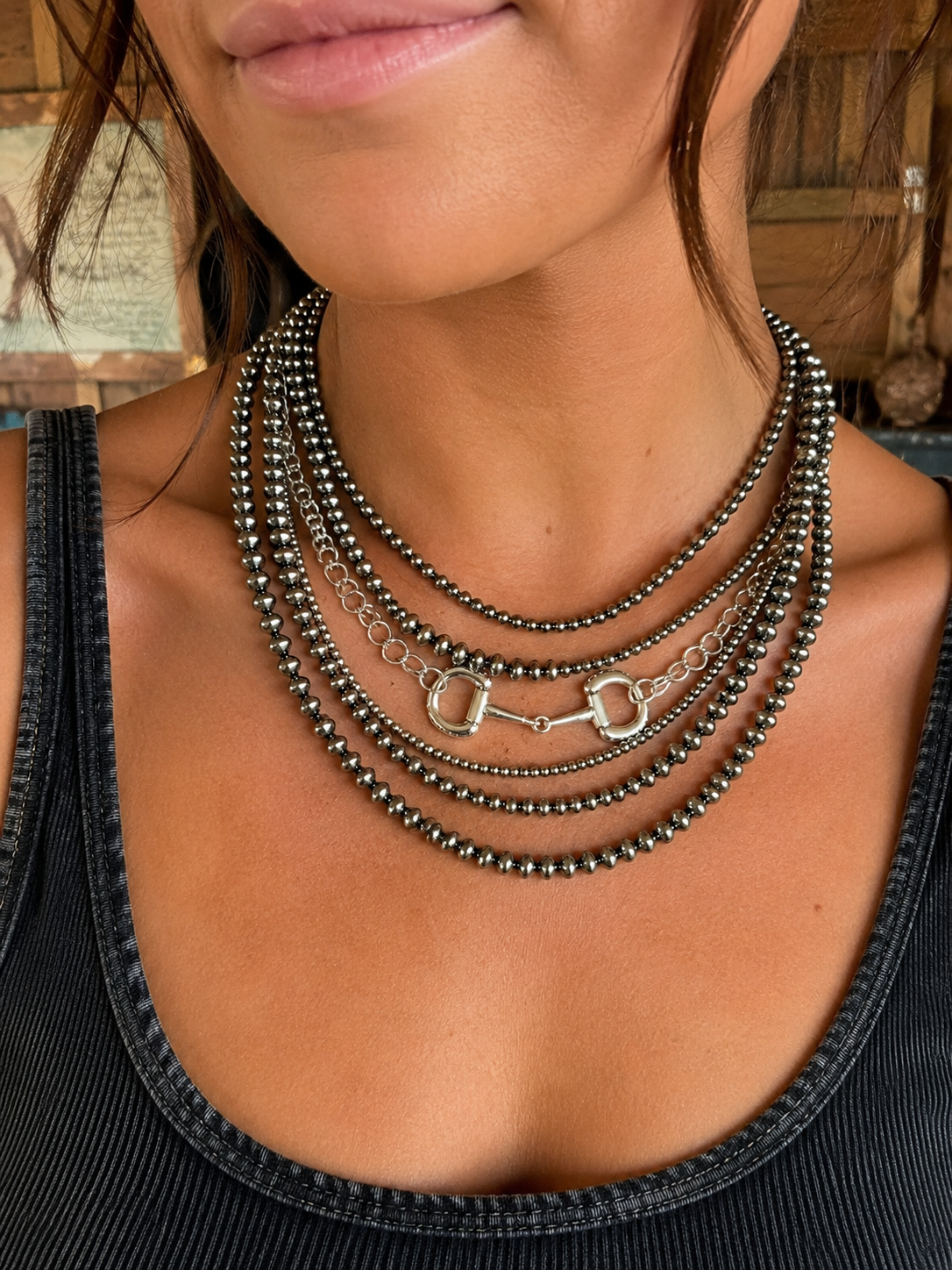 Western Multi Strand Necklace with Horse-bit