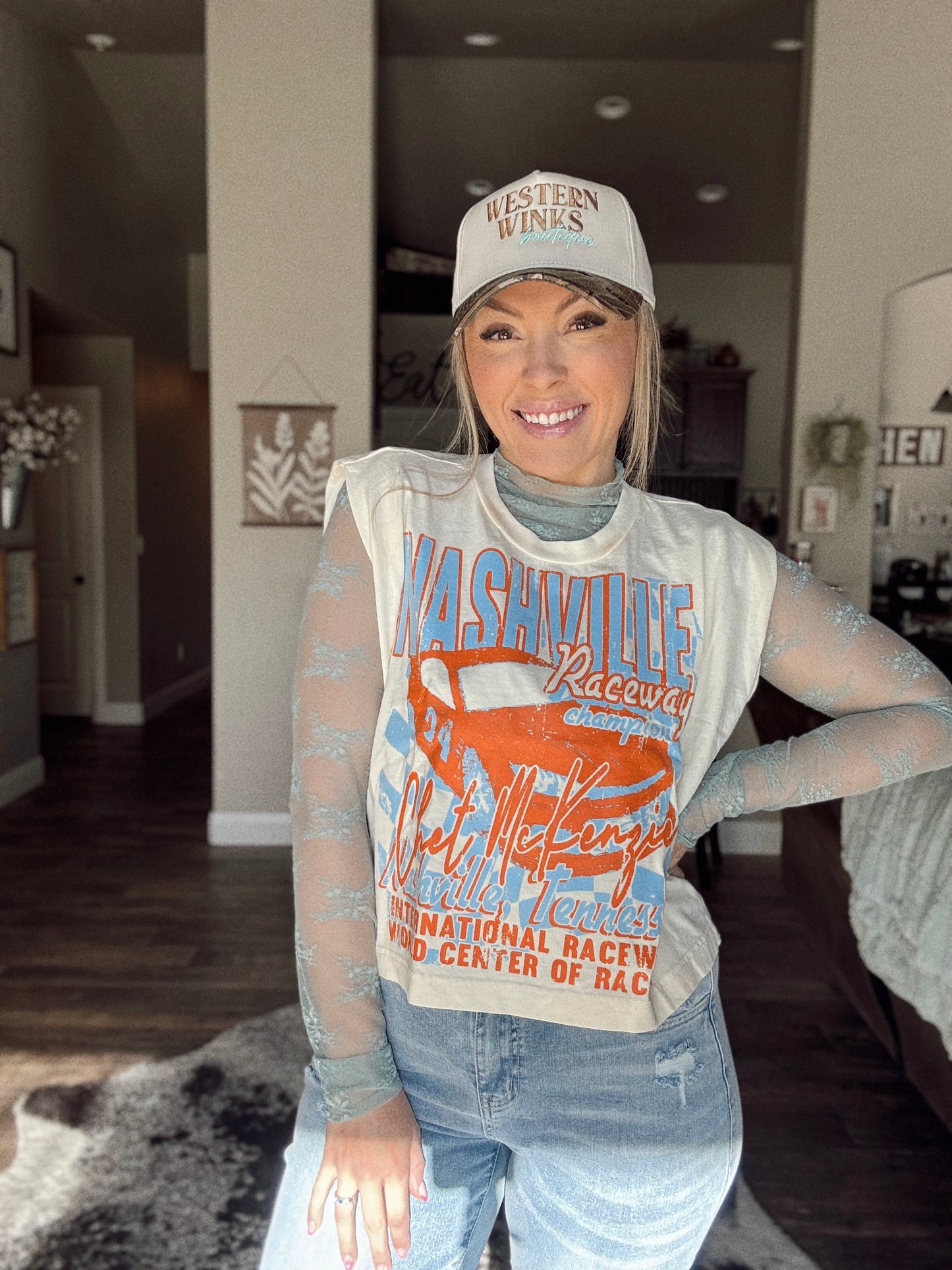 Nashville Raceway Champion Vintage Cropped Muscle Tank