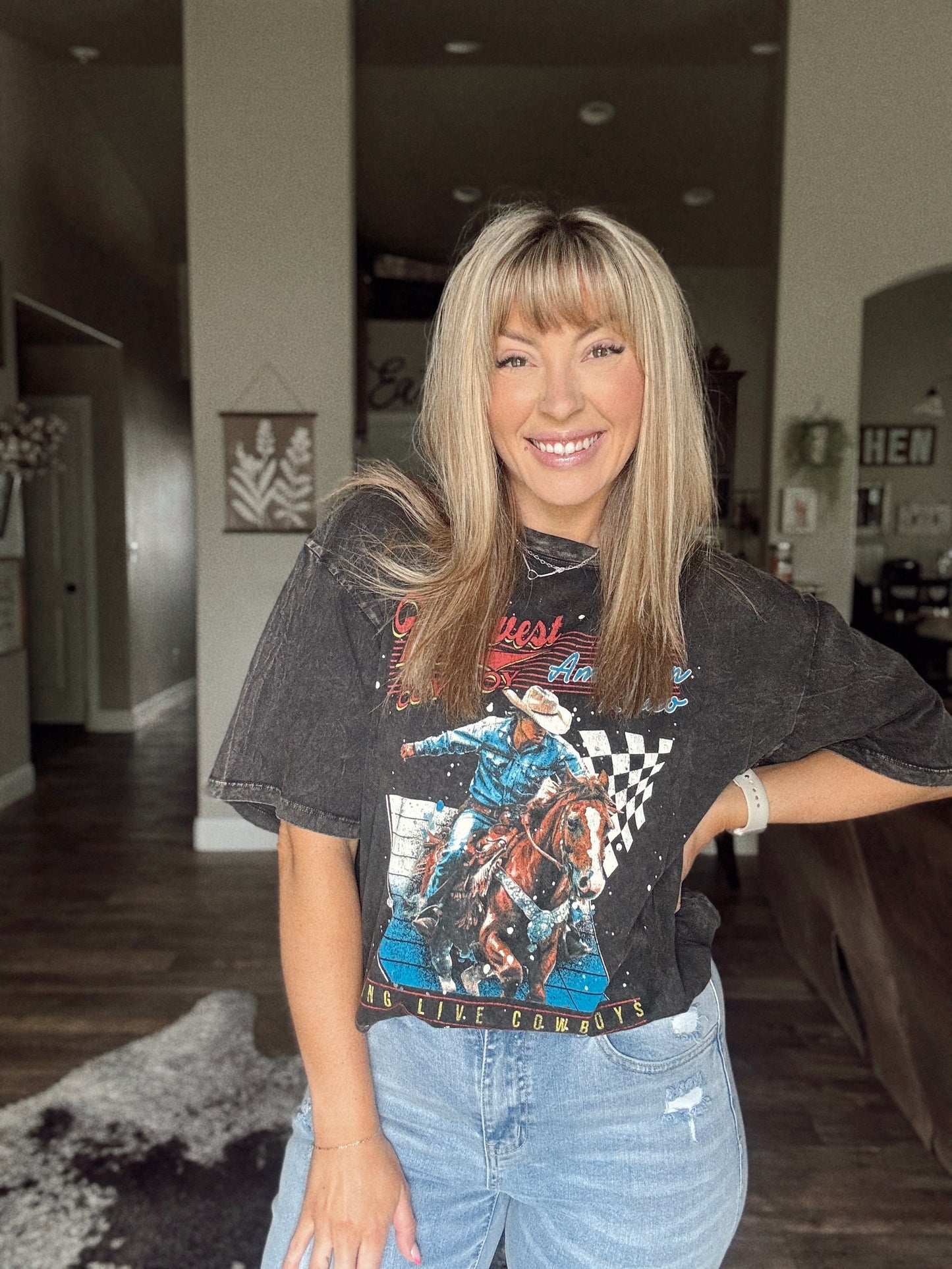 Midwest Cowboy American Rodeo Oversized Mineral Graphic Tee