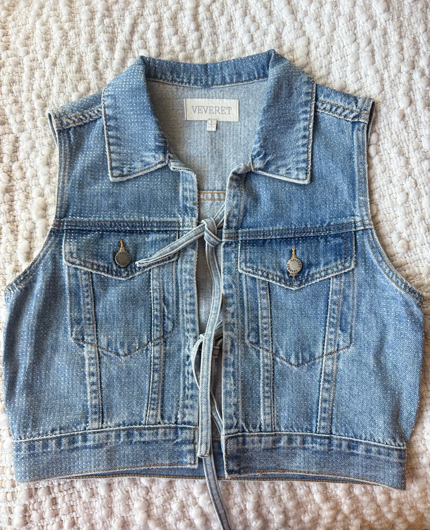 Tie Front Cropped Glitzy Vest