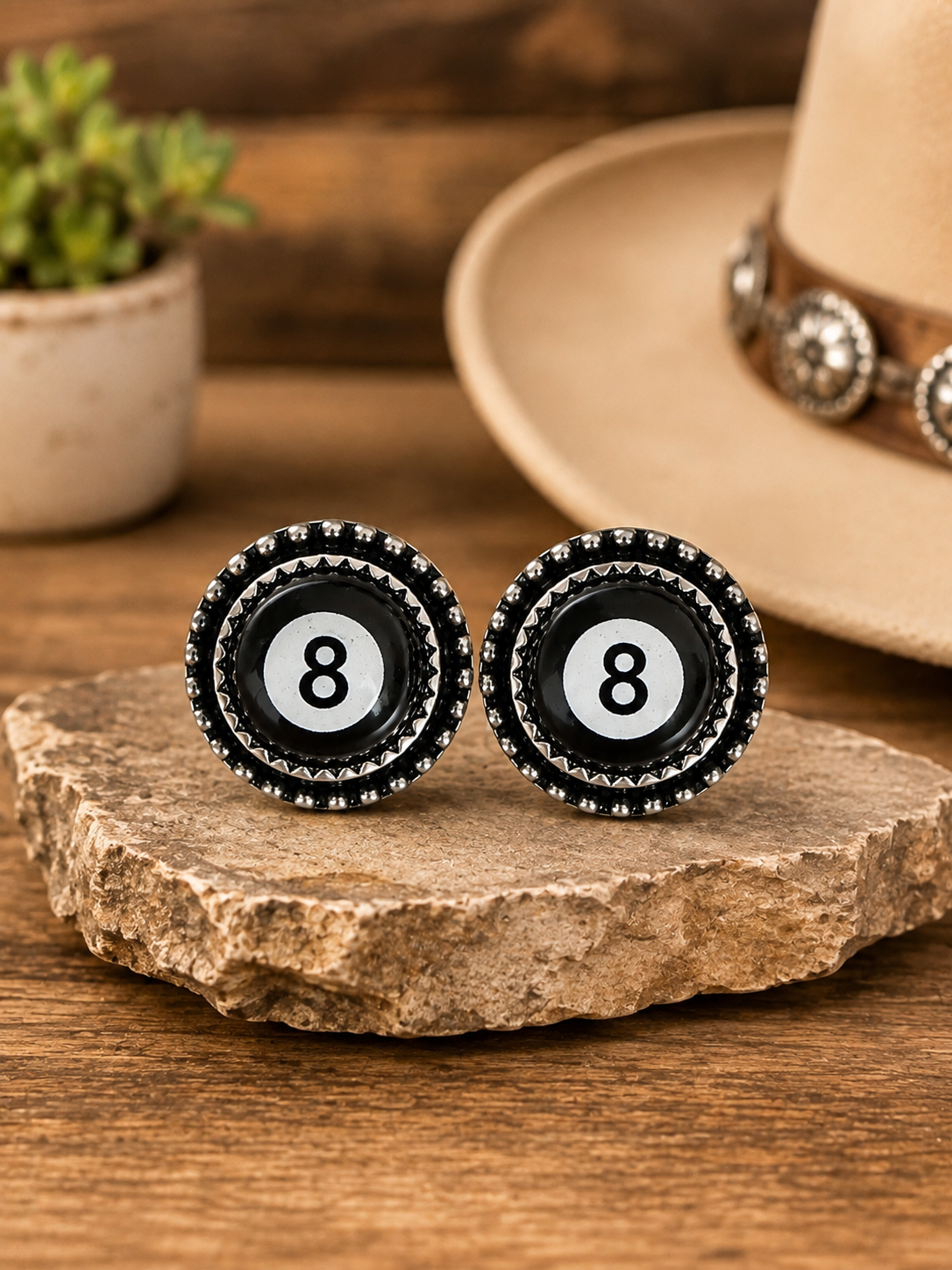 Western 8 Ball Earrings