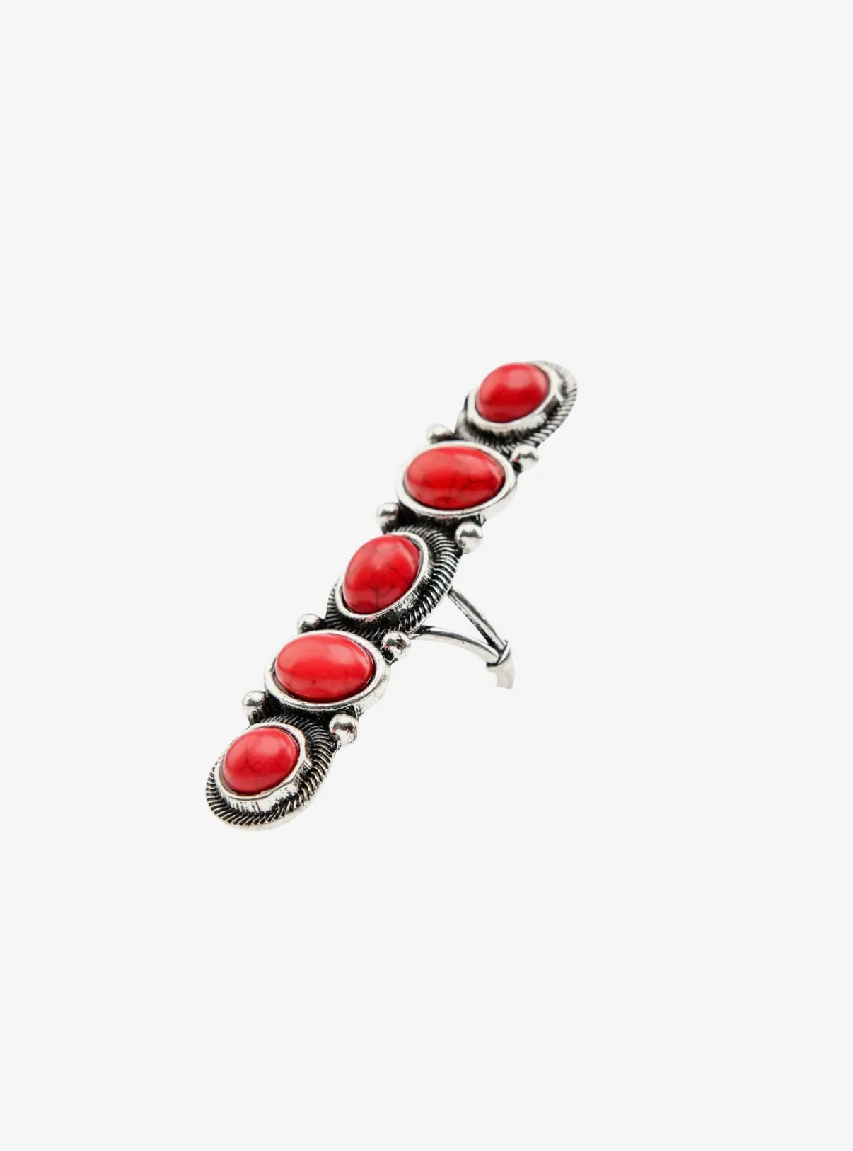 6 Stone Adjustable Red Statement Ring
