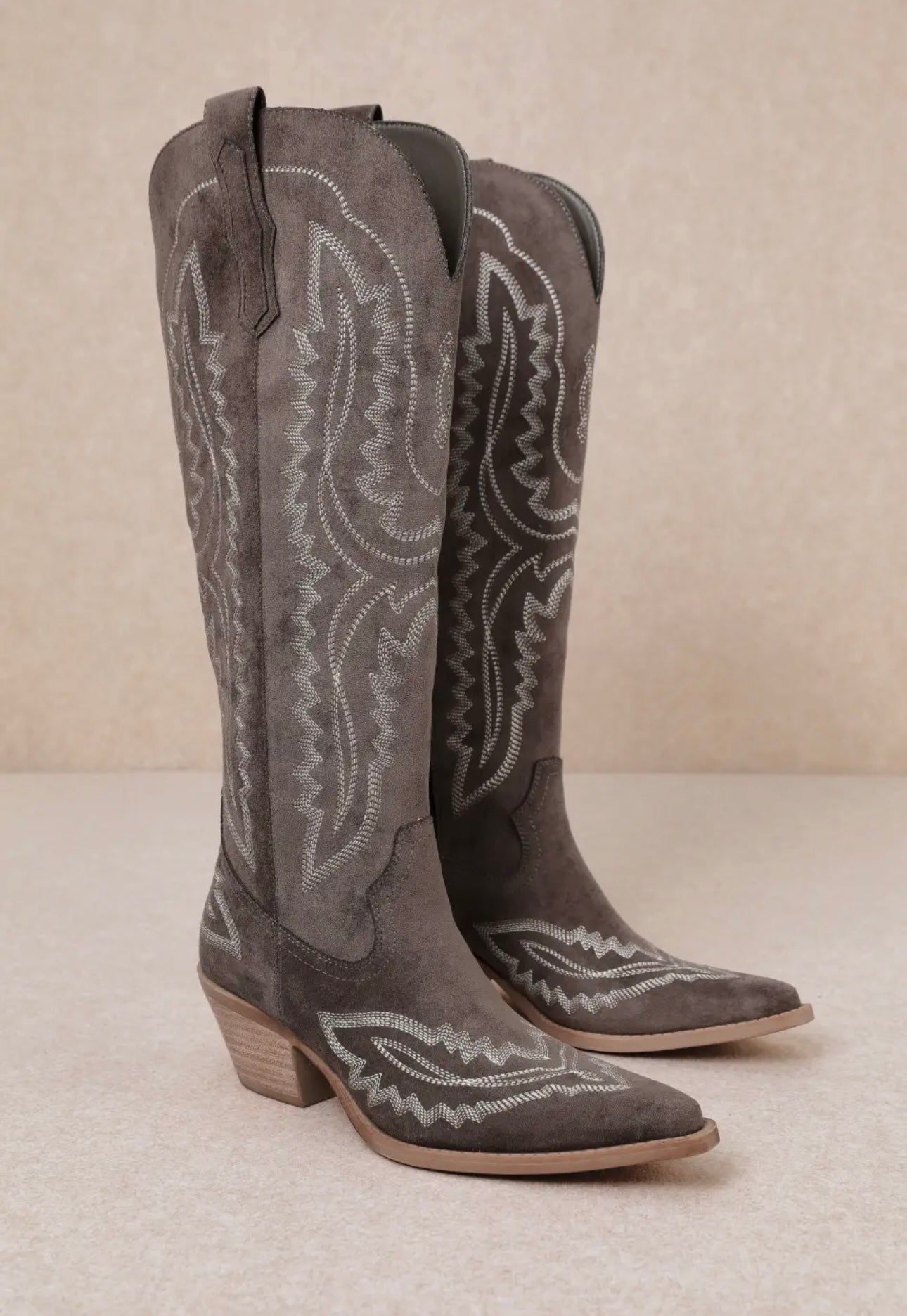 Dusty Mocha Cowgirl Boots-Dark Brown Suede