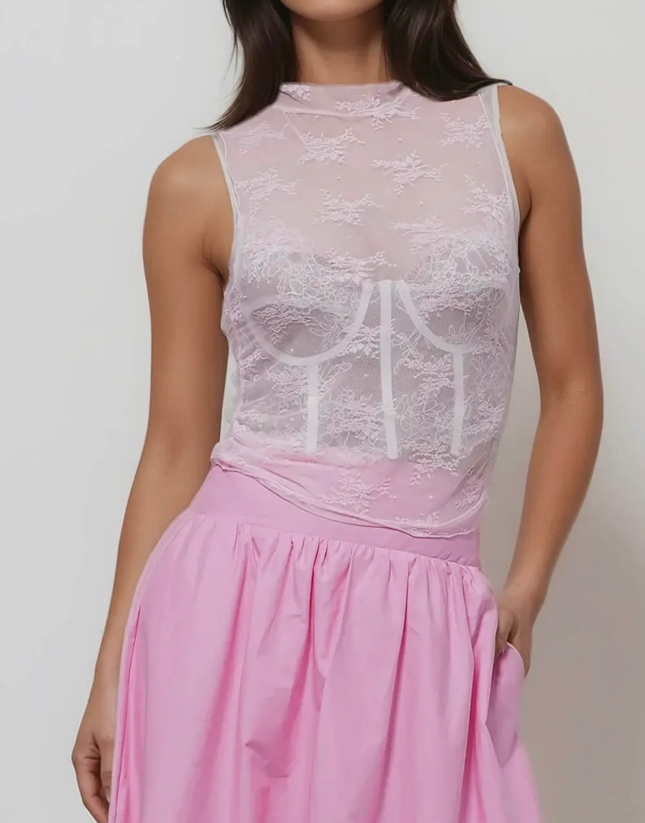 Floral Lace Sheer Mesh Top