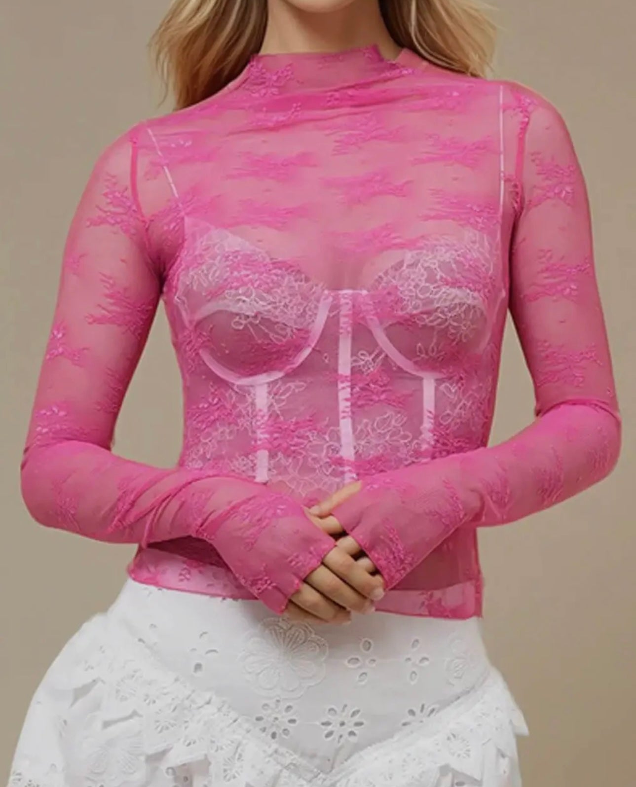 Floral Lace Sheer Mesh Top