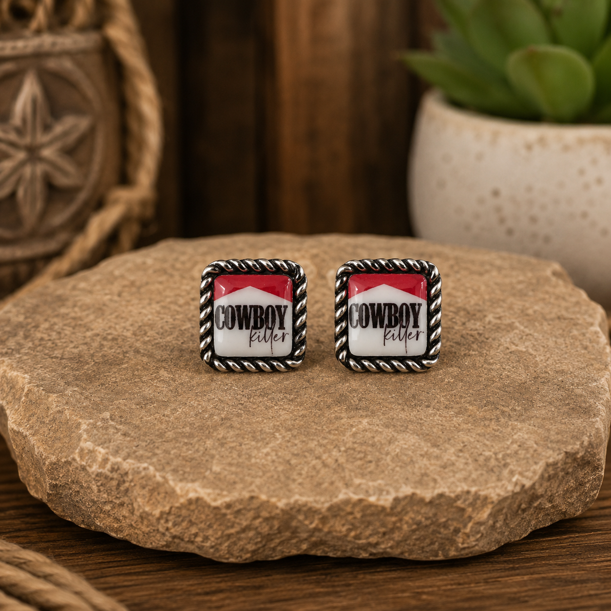 Cowboy Killer Square Stud Earrings