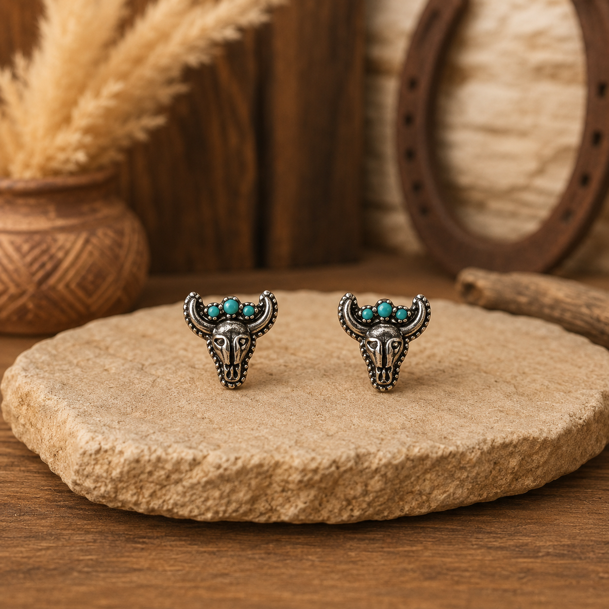 Cow Skull Stud Earrings