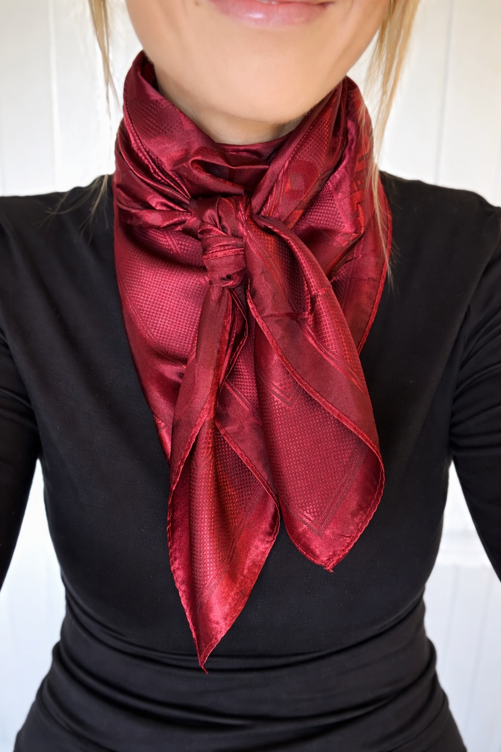 Burgundy Jacquard Wild Rag - Scarf