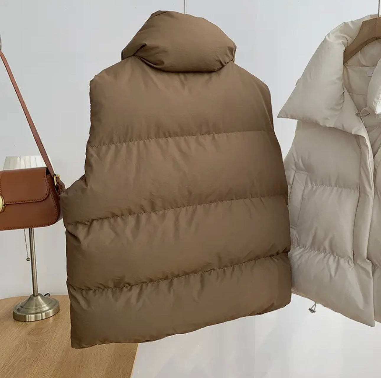 Plain Zip Up High Neck Puffer Vest