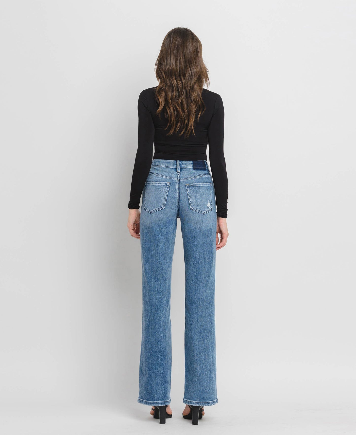90'S Vintage Super High Rise Flare Jeans-Crush