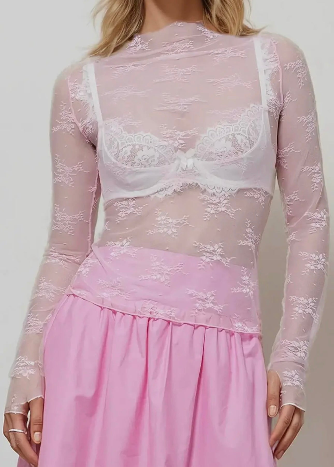 Floral Lace Sheer Mesh Top