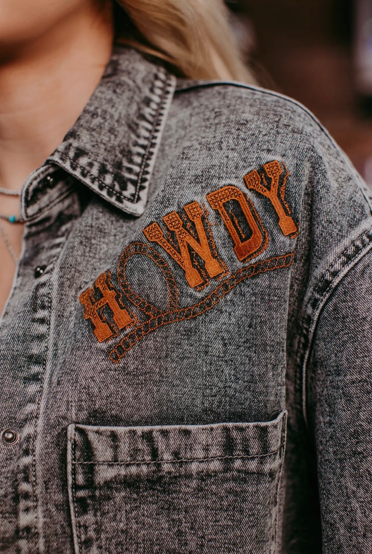 Wild West Embroidery Denim Shacket