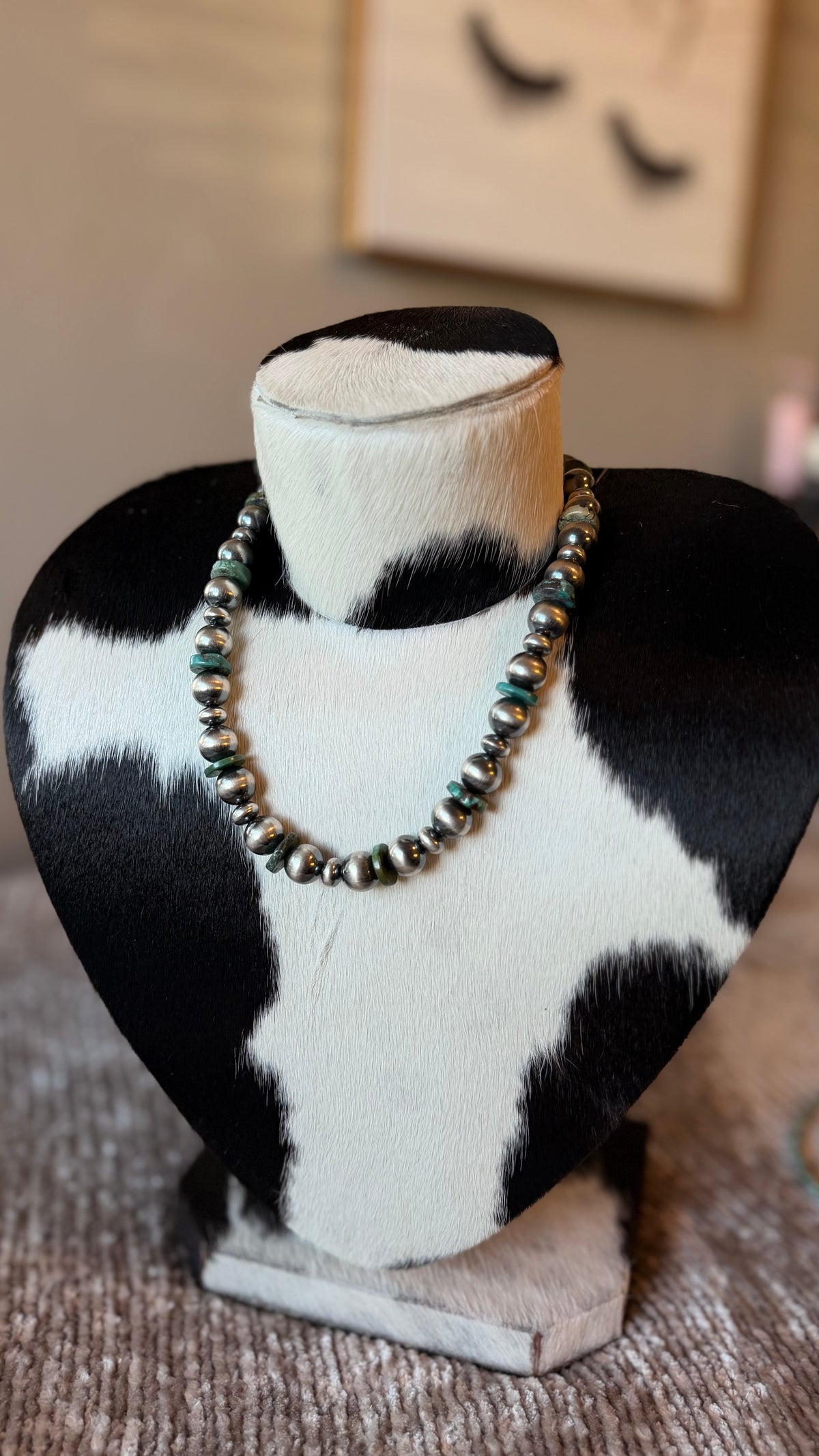 Turquoise & Sterling Silver Pearl Statement Necklace