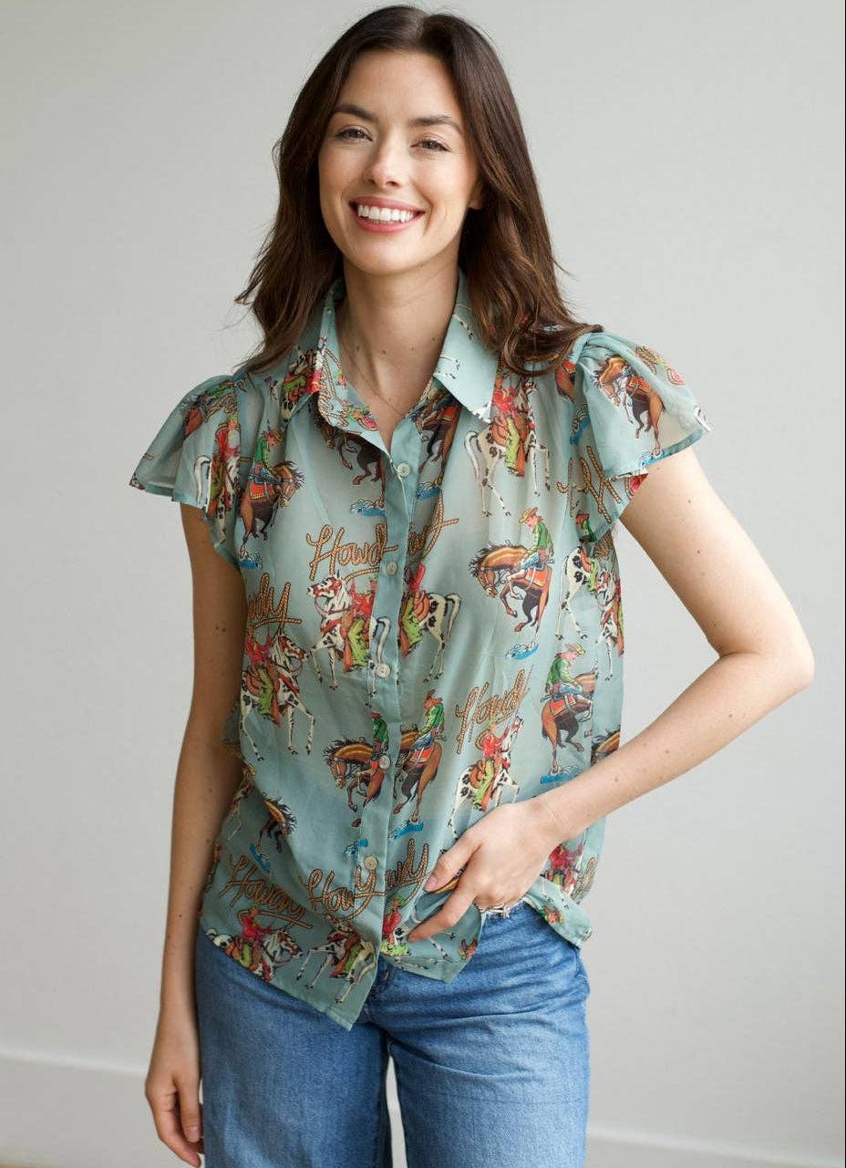 Howdy Flutter Sleeve Blouse