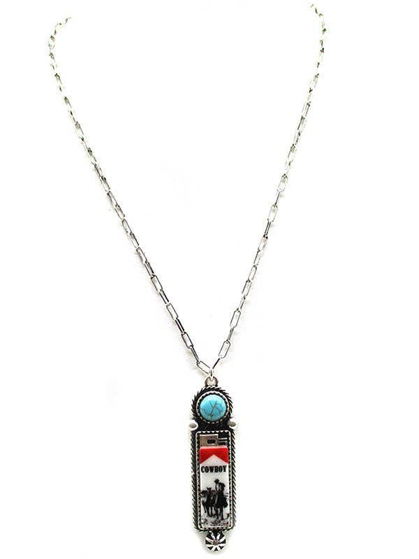 Western Cowboy Lighter Turquoise Necklace