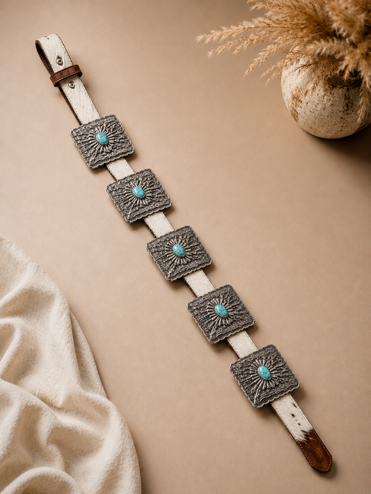 Cowhide Concho Belt