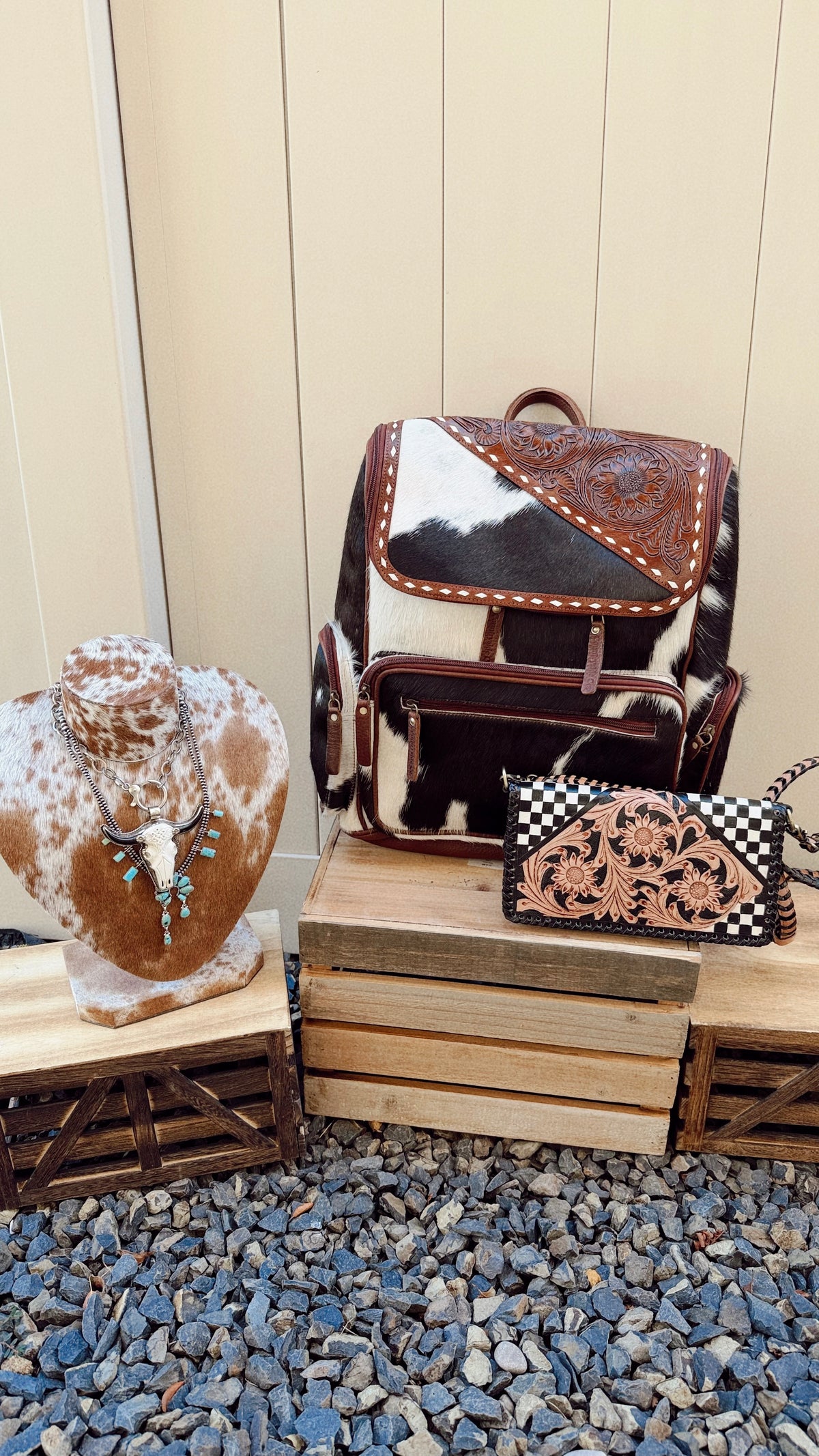 Mesa Cowhide Backpack - Black & White Cowhide
