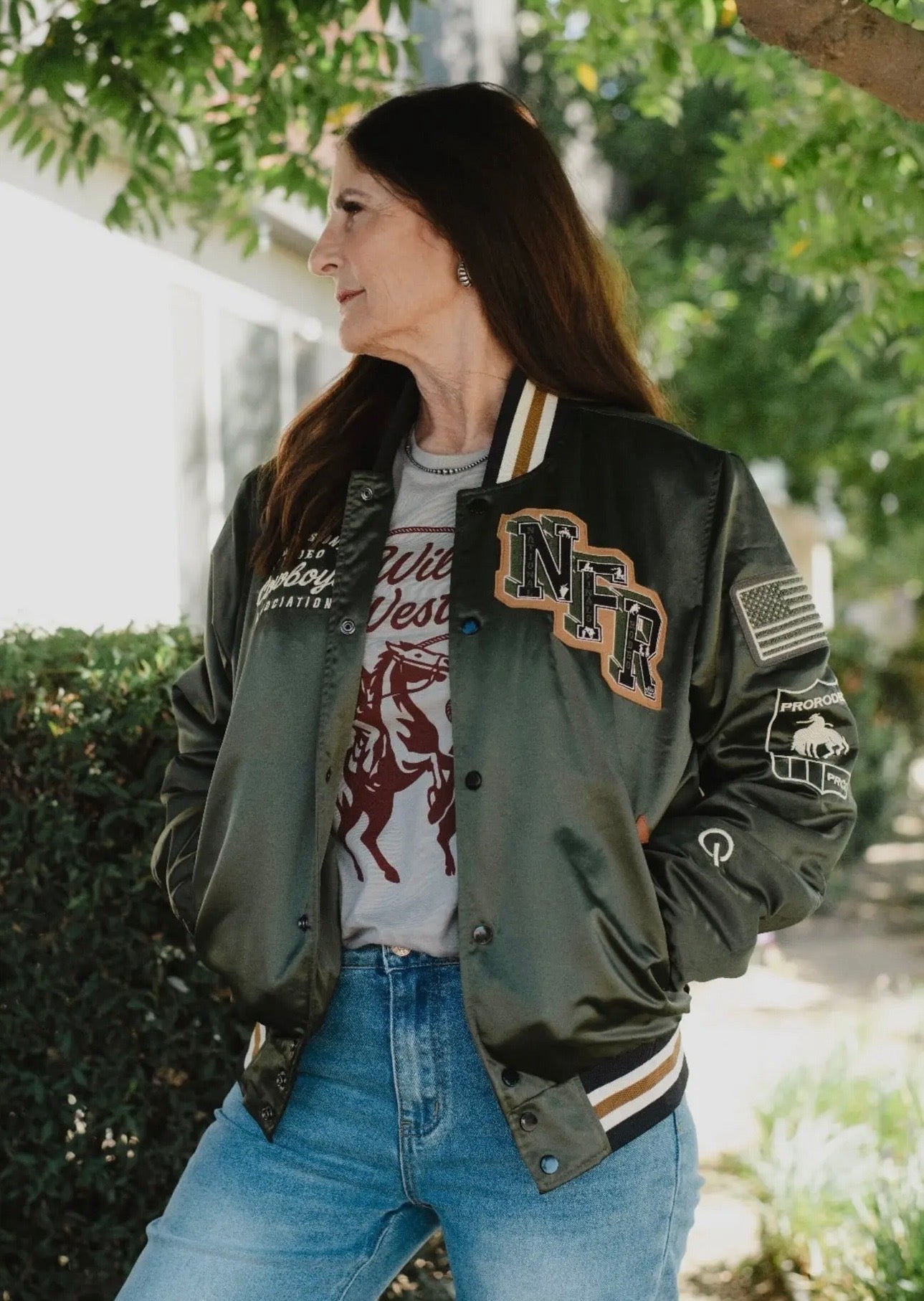 NFR Cowboys Bomber Jacket - Green