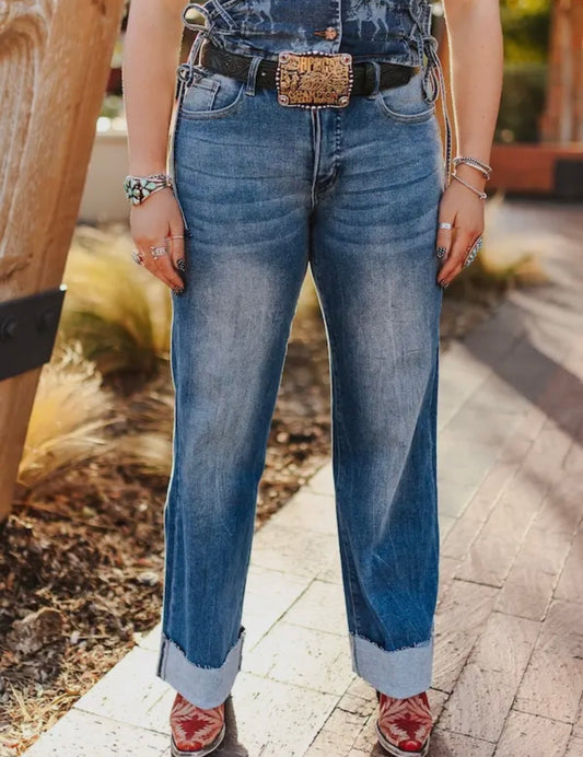 Mid Rise Trouser Folded Jeans