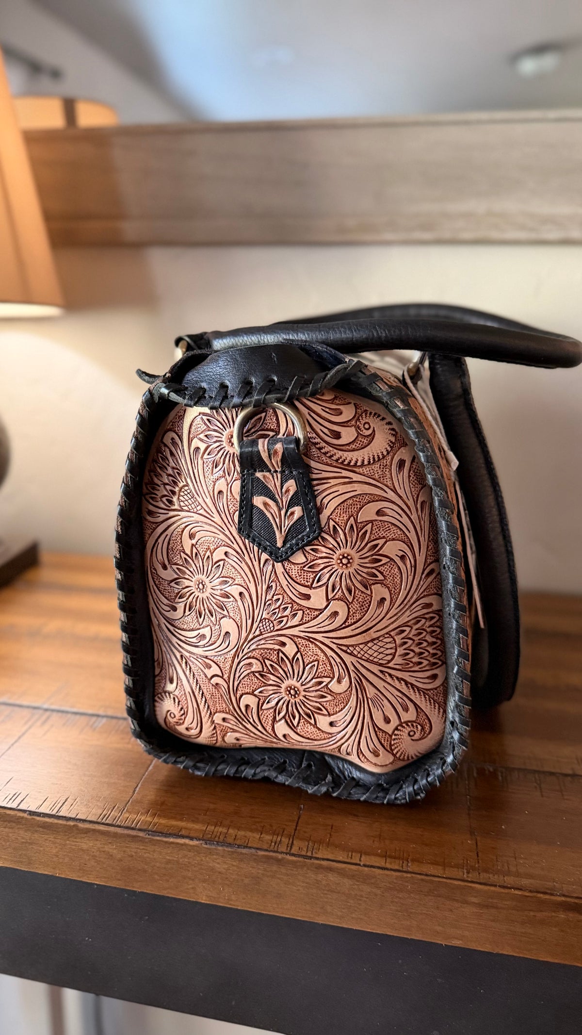 Checkered Tooled Leather Speedy Bag