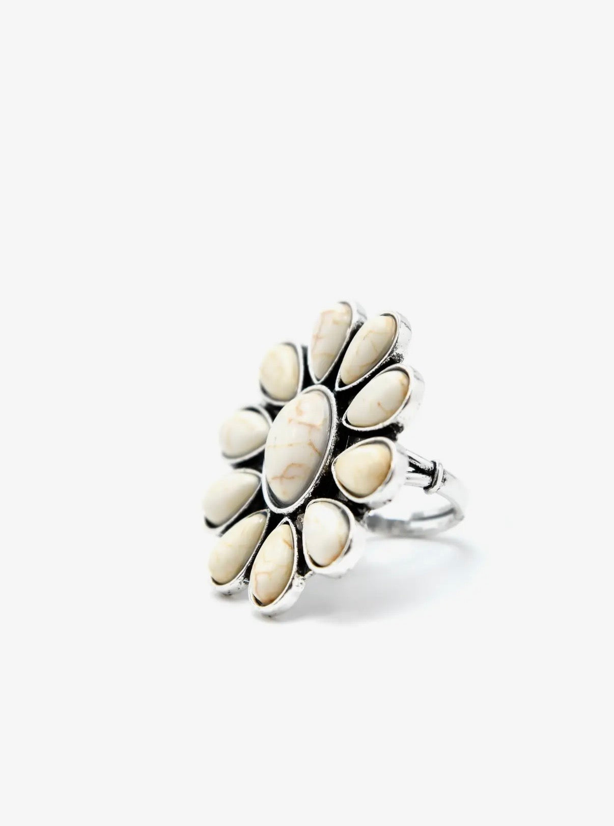 Adjustable Ivory Flower Cluster Ring