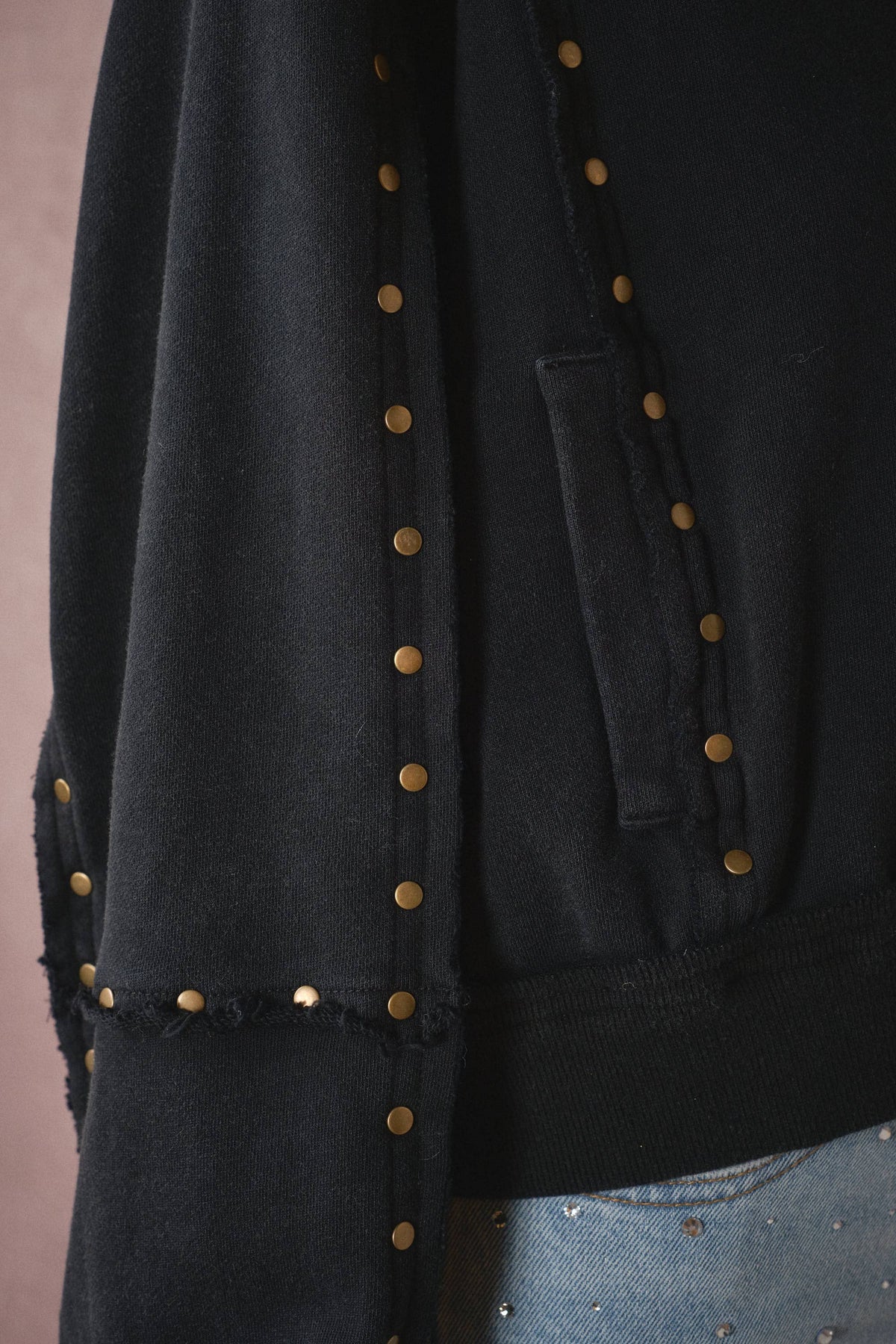 Studded Half-Zip Sweatshirt - Black