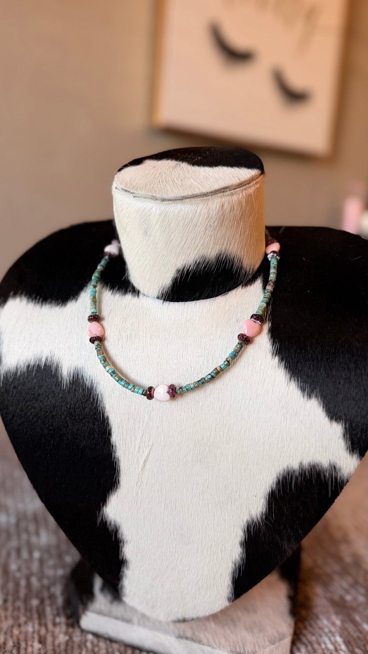 Mojave Turquoise & Pink Conch Necklace