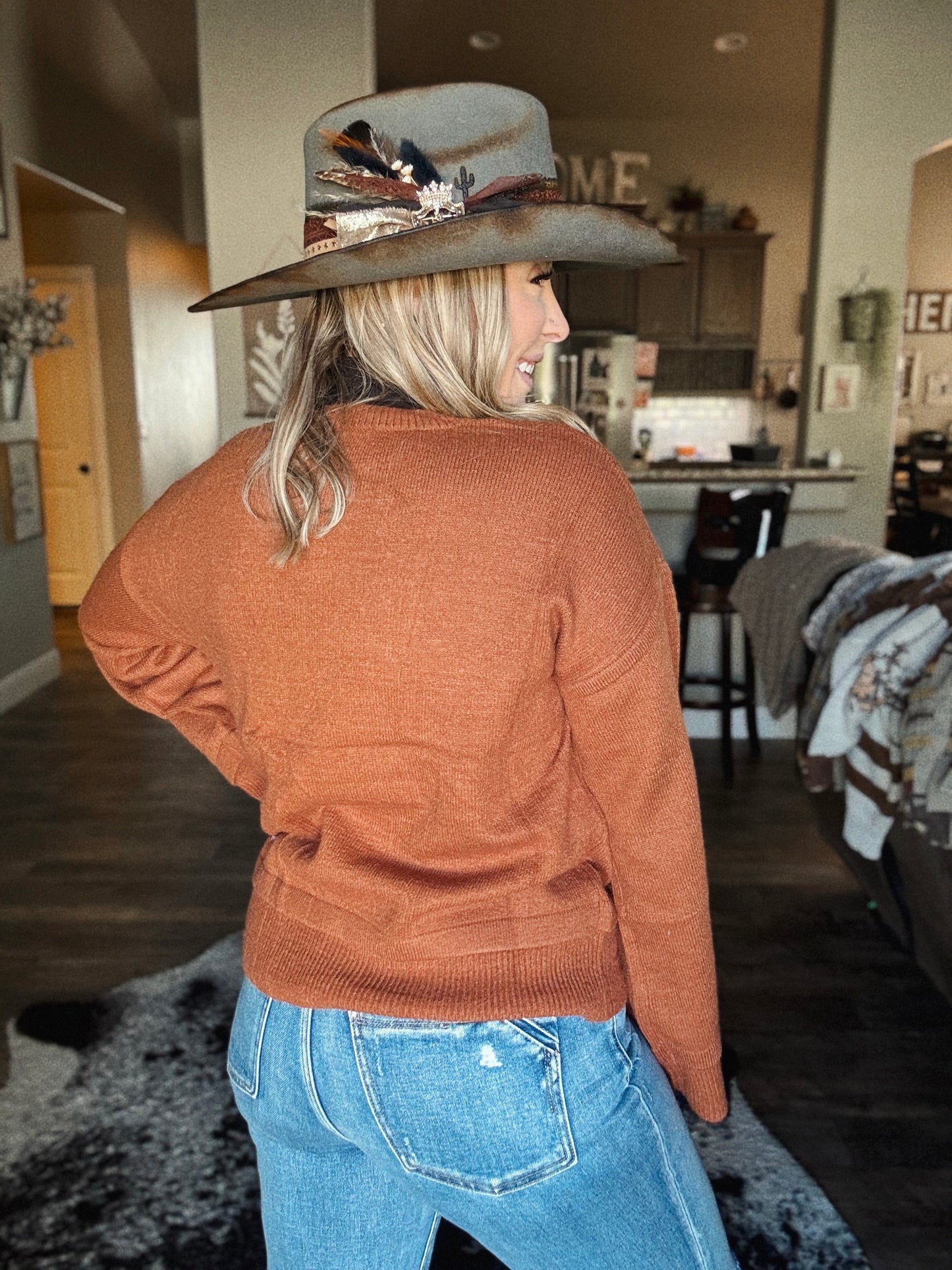Cowboy Flare Sleeve Knit Sweater