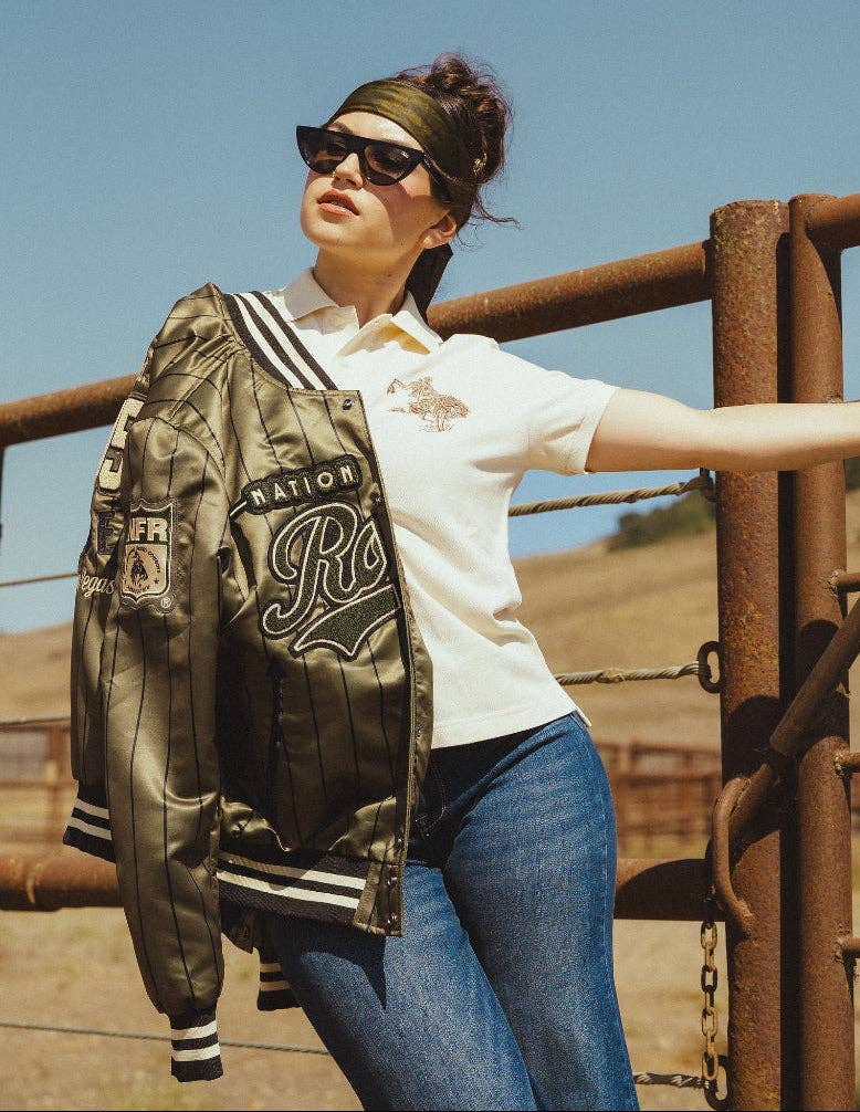 Olive Pinstripe NFR Bomber Jacket