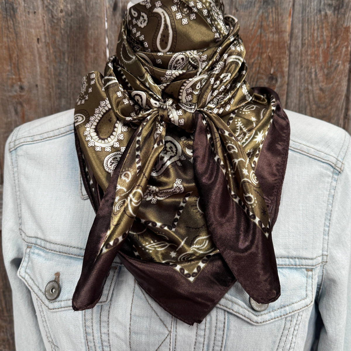 Sage and Brown Floral Paisley Wild Rag - Scarf