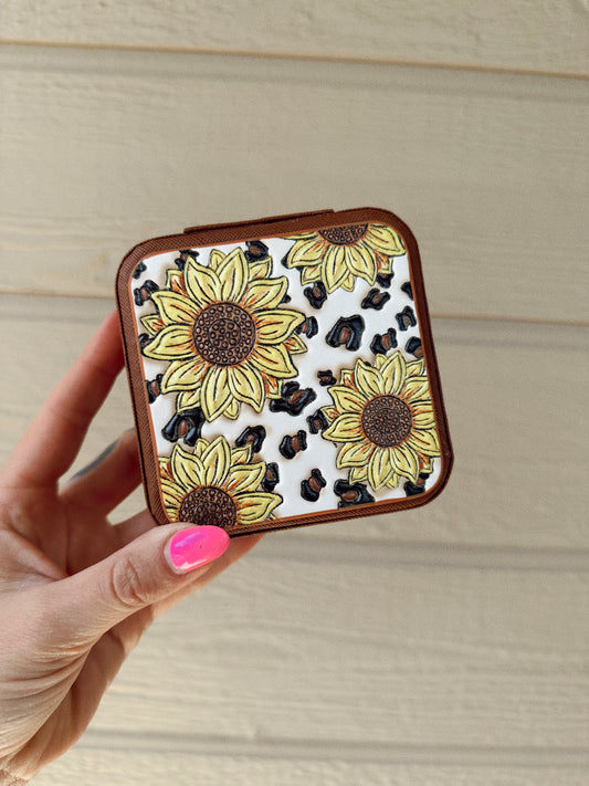 Western Mini Jewelry Storage Travel Box - Sunflowers