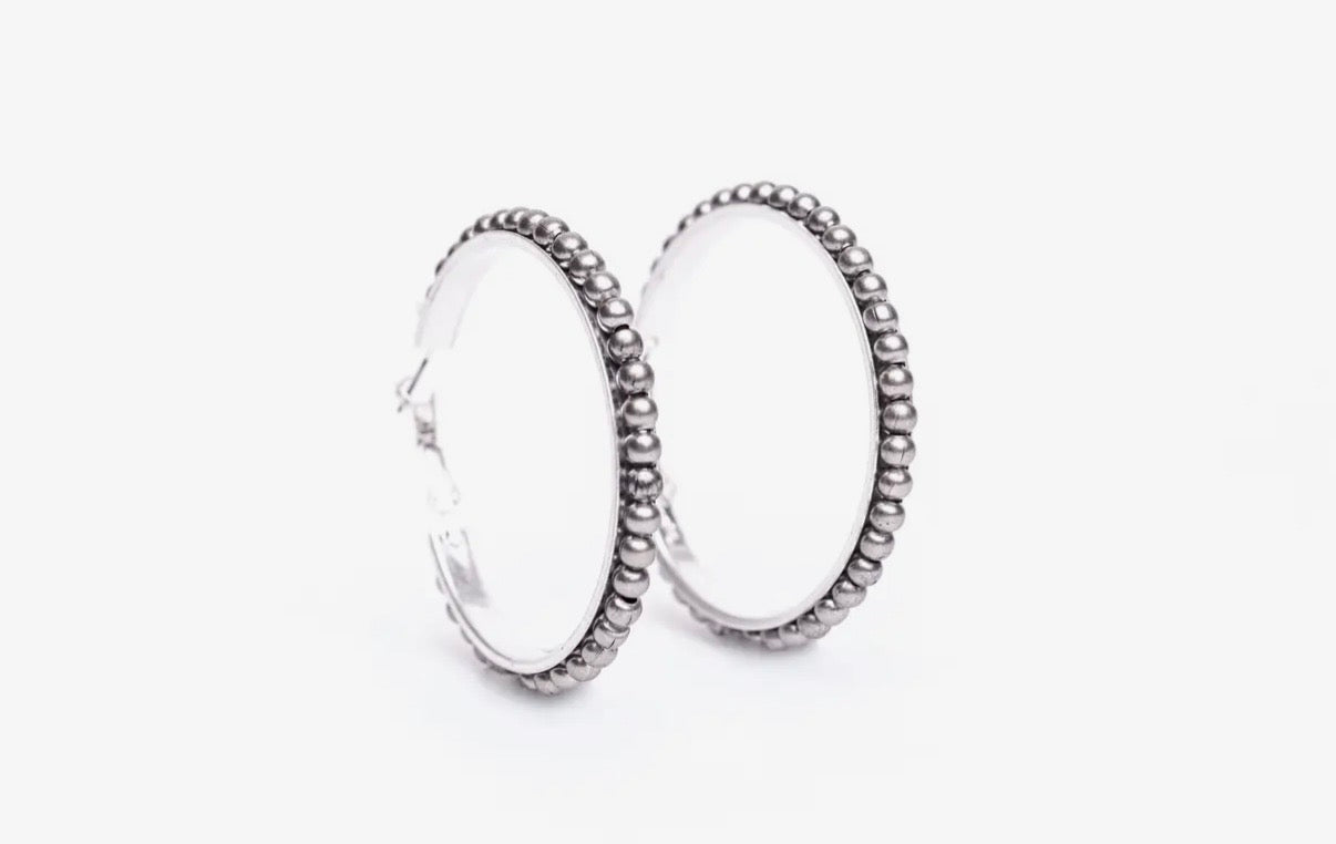 Silver Trimmed Hoop Earrings