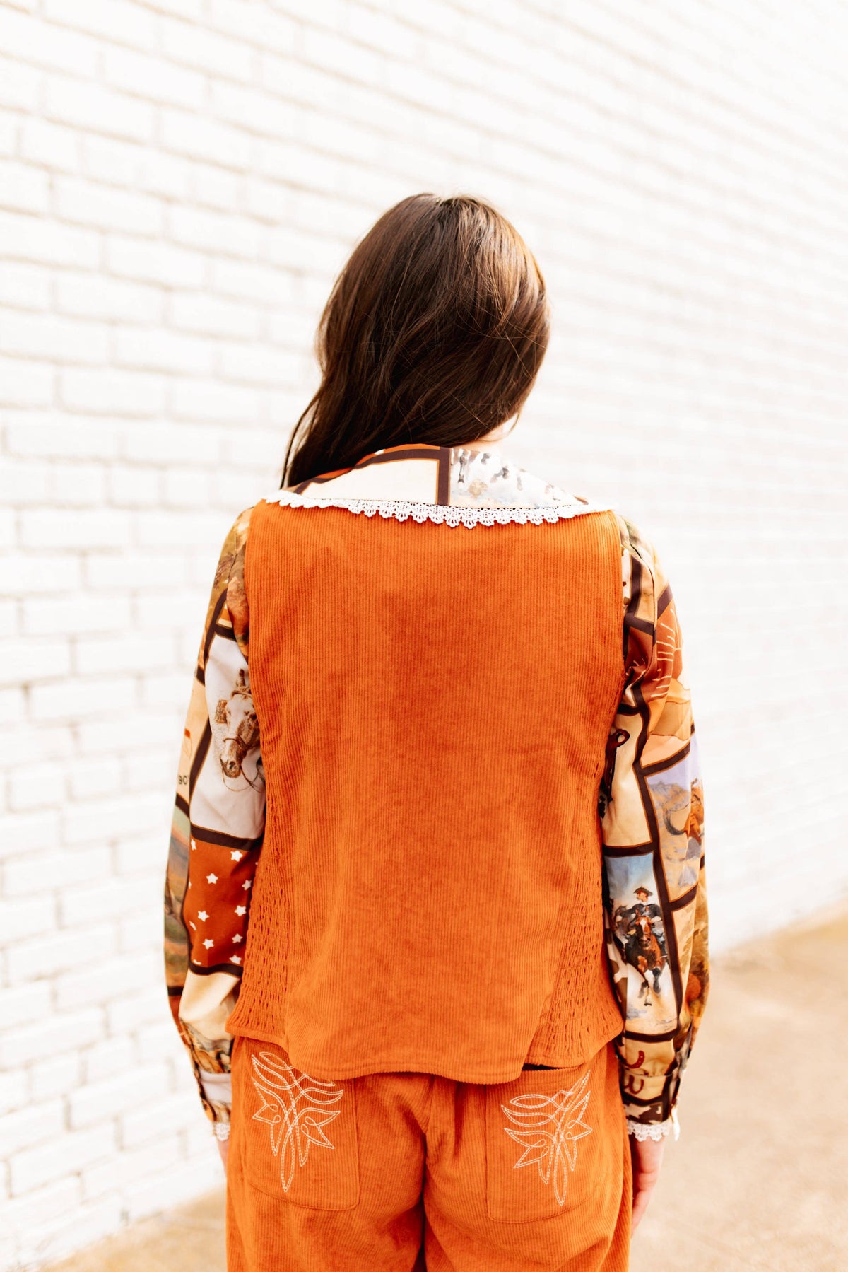 Rust Cord Pearl Snap Vest