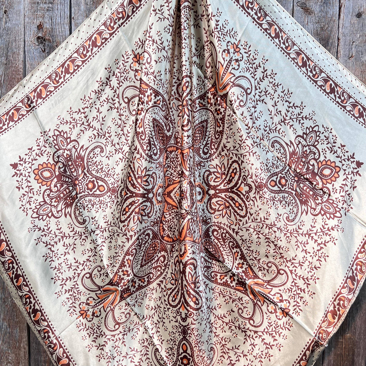 Tan/Brown Polka Dot & Paisley Wild Rag - Scarf