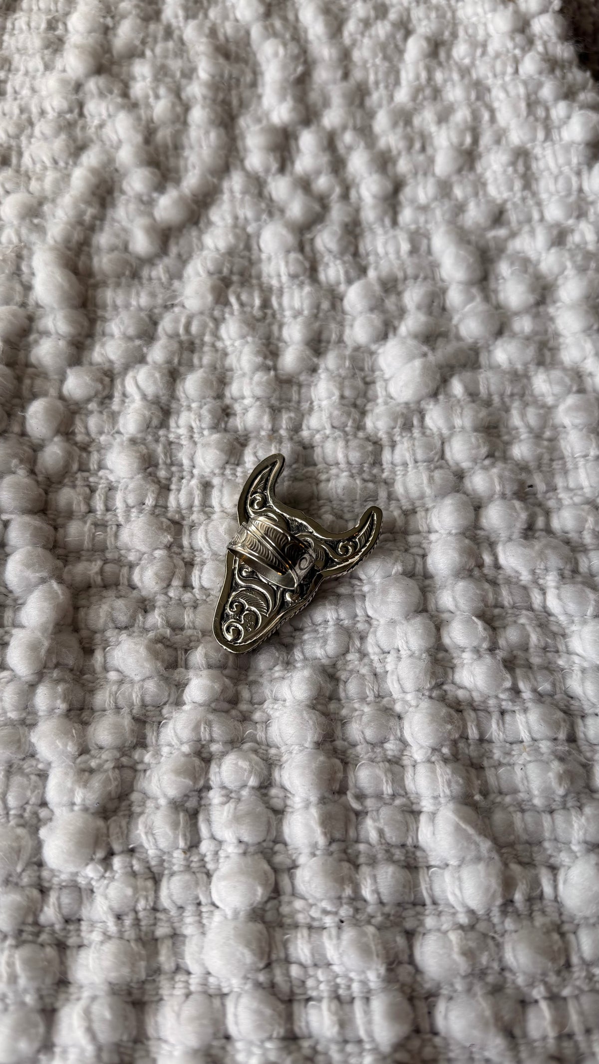 Bone Longhorn Tibetan Adjustable Ring