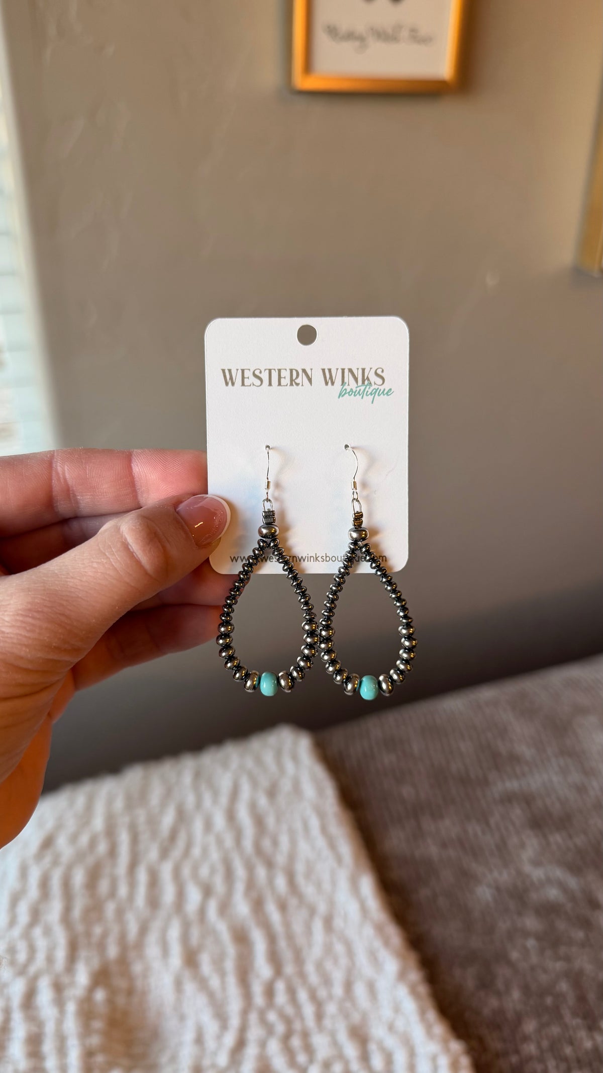 Sterling Silver Turquoise Teardrop Earrings