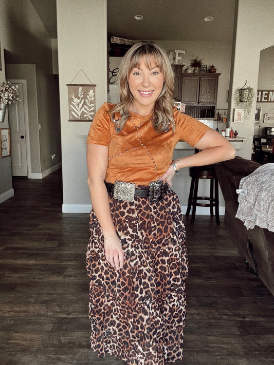 Leopard Printed Ruffle Tier Skirt