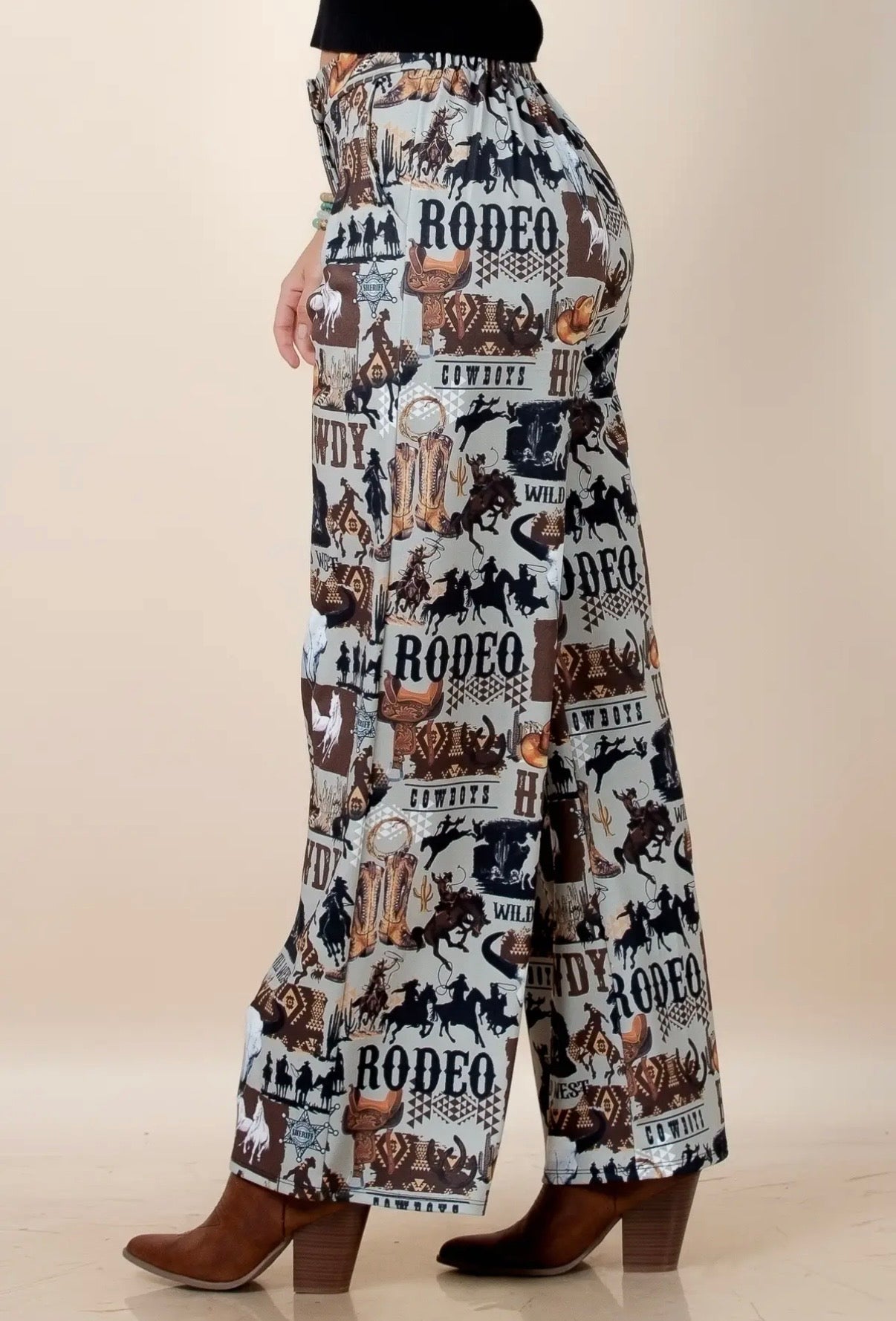 Howdy Lucky Print High Waist Pants