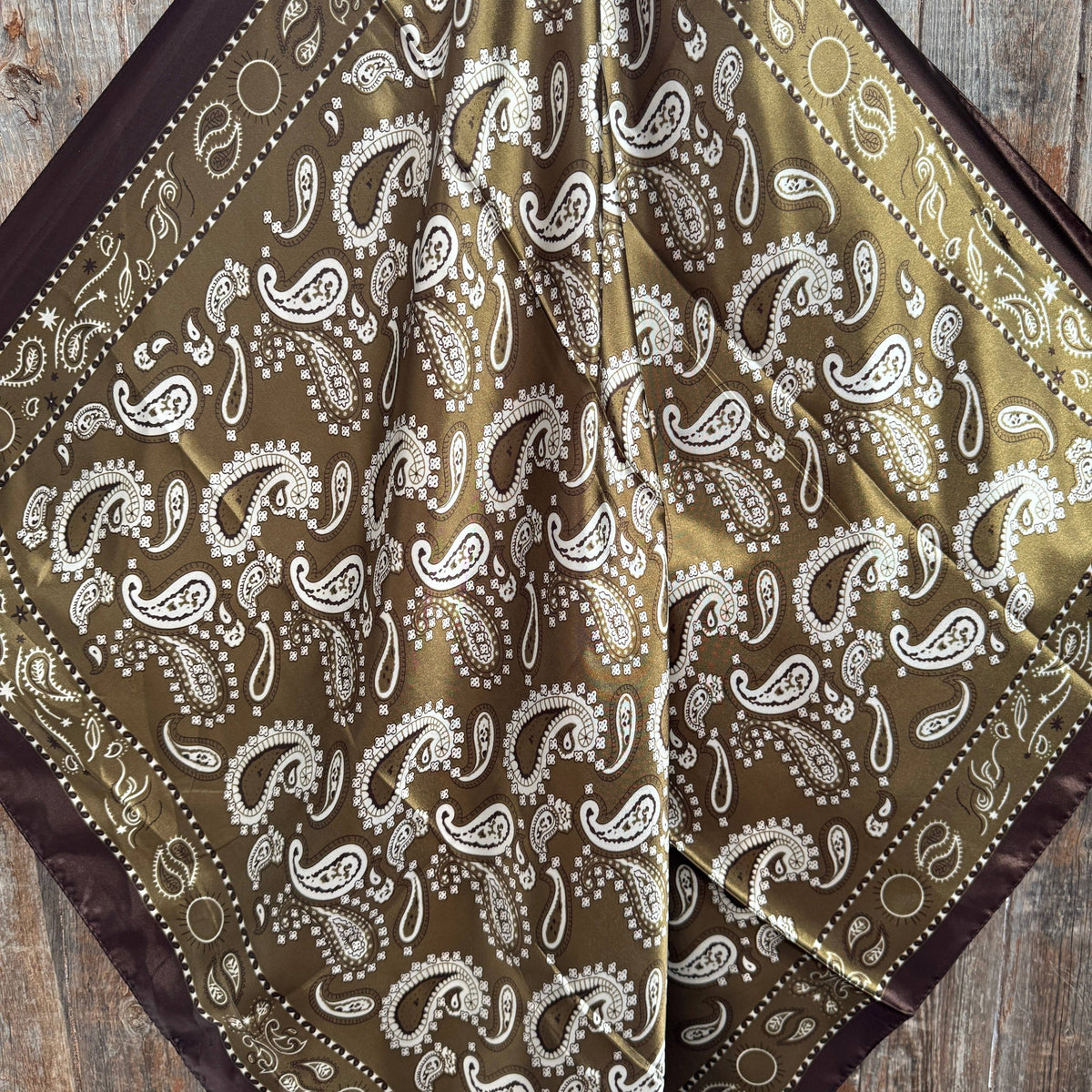 Sage and Brown Floral Paisley Wild Rag - Scarf